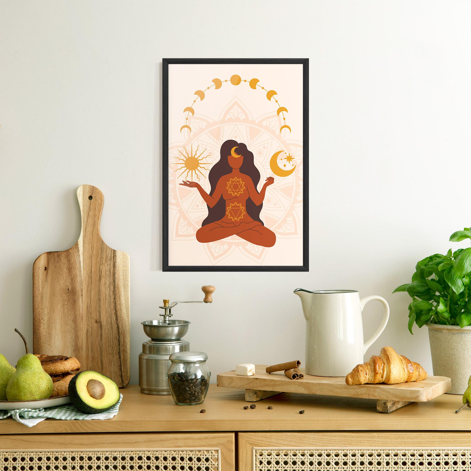 Gerahmte Poster Moon Sun Meditation mockup 8