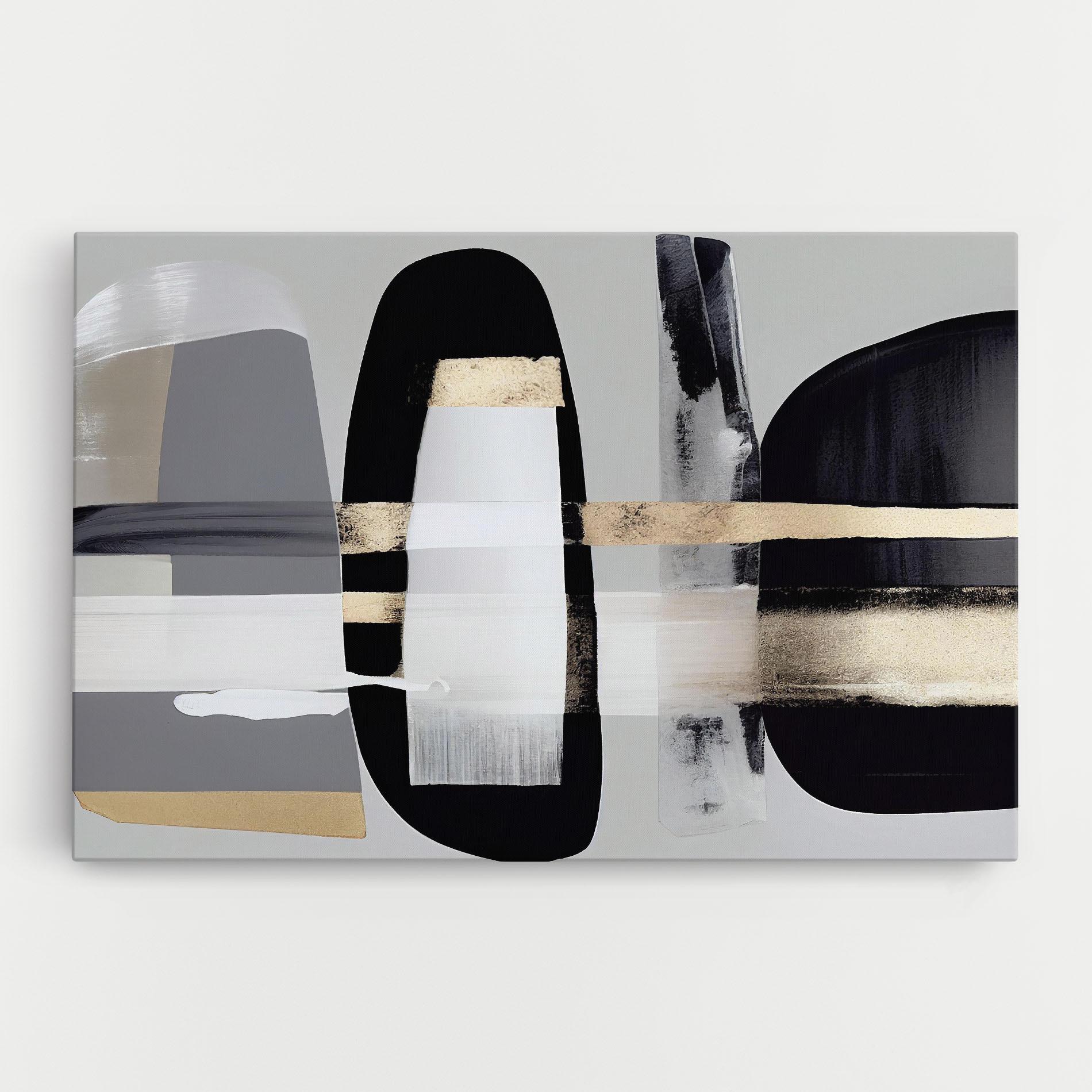 Leinwandbild Abstract Gold Painting With Black mockup 0
