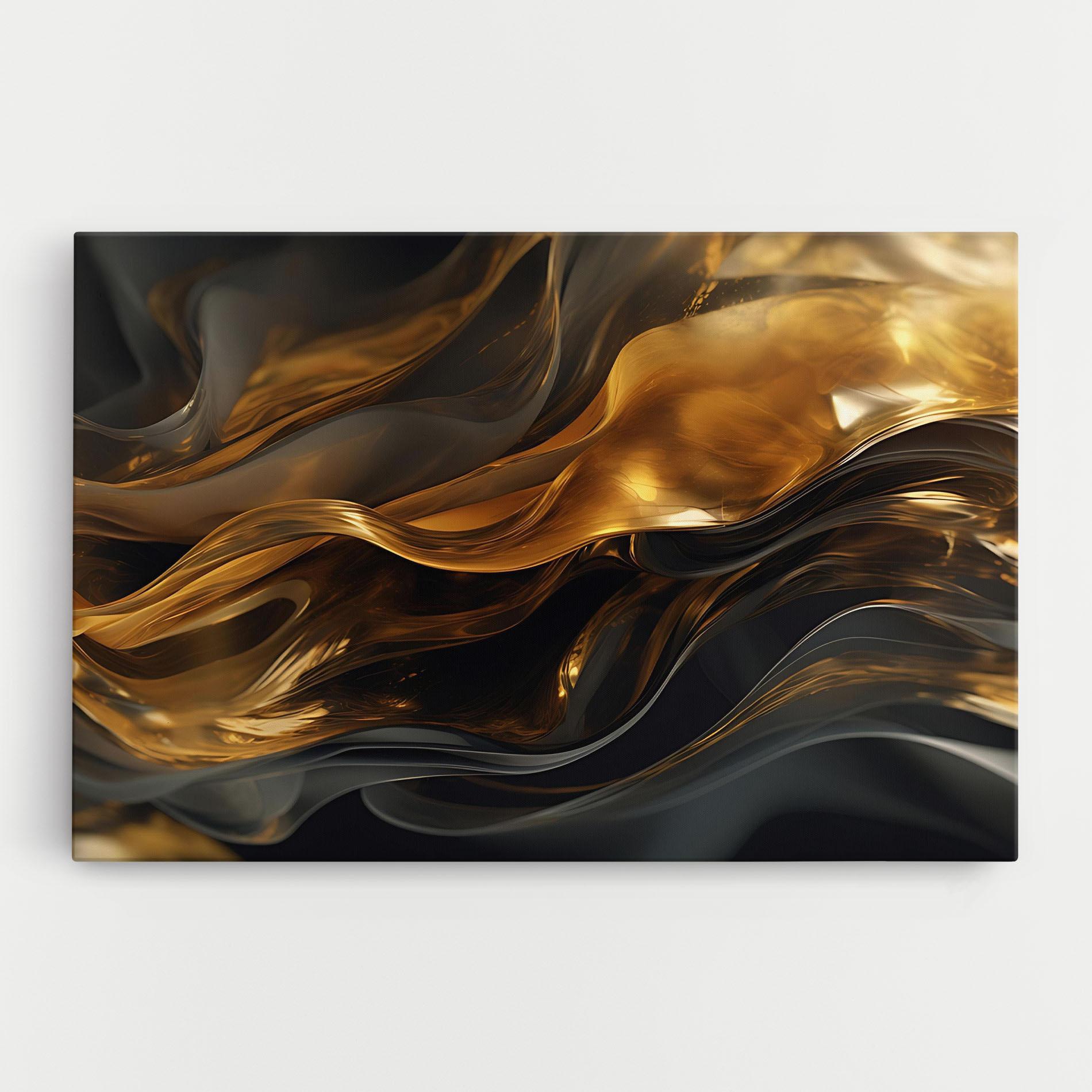 Leinwandbild Gold With Black Wave mockup 0