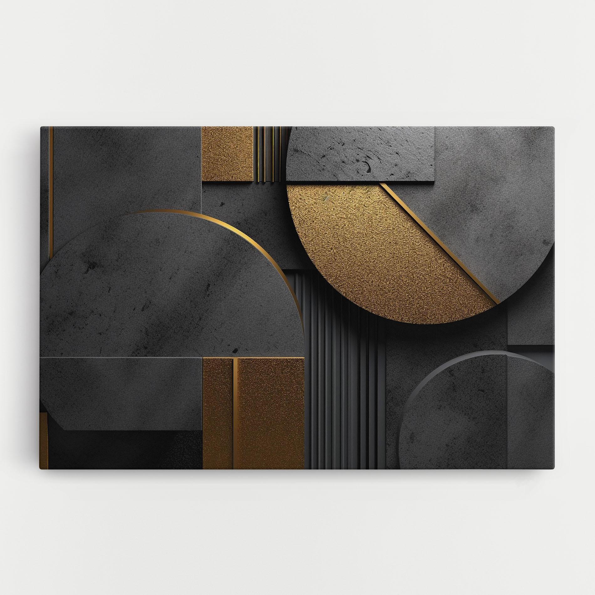 Leinwandbild Gold With Grey Circle mockup 0