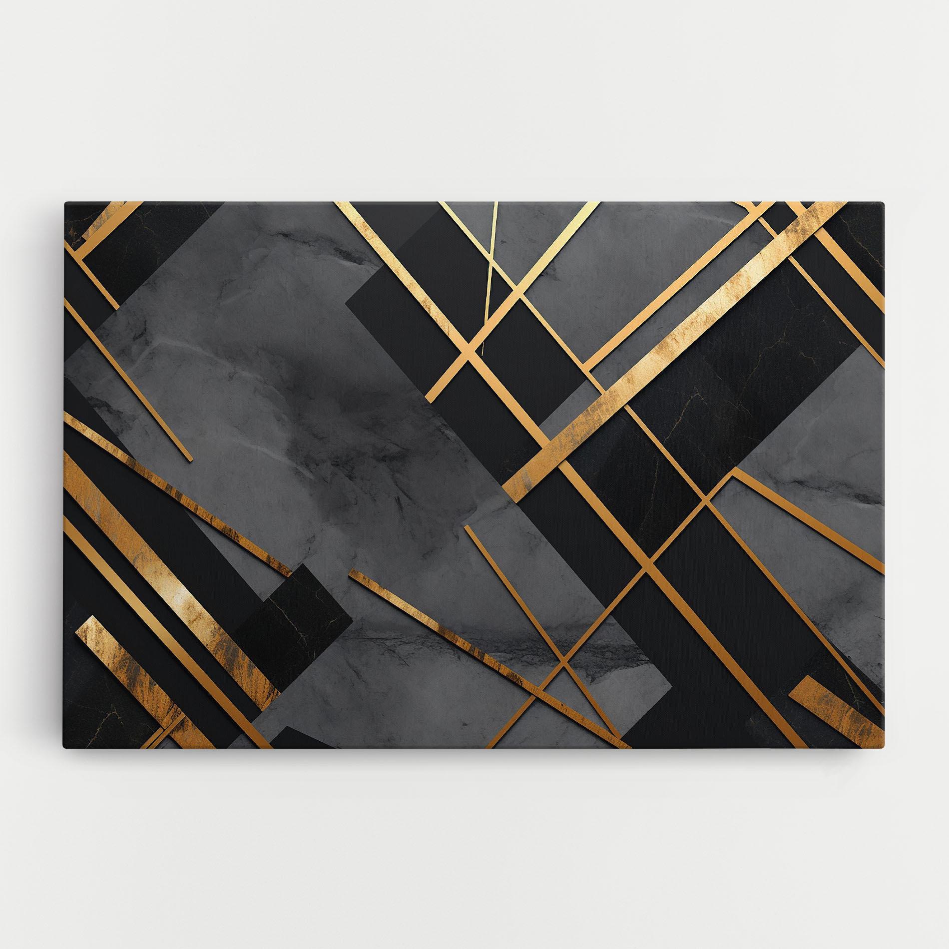 Leinwandbild Grey Painting With Gold Lines mockup 0