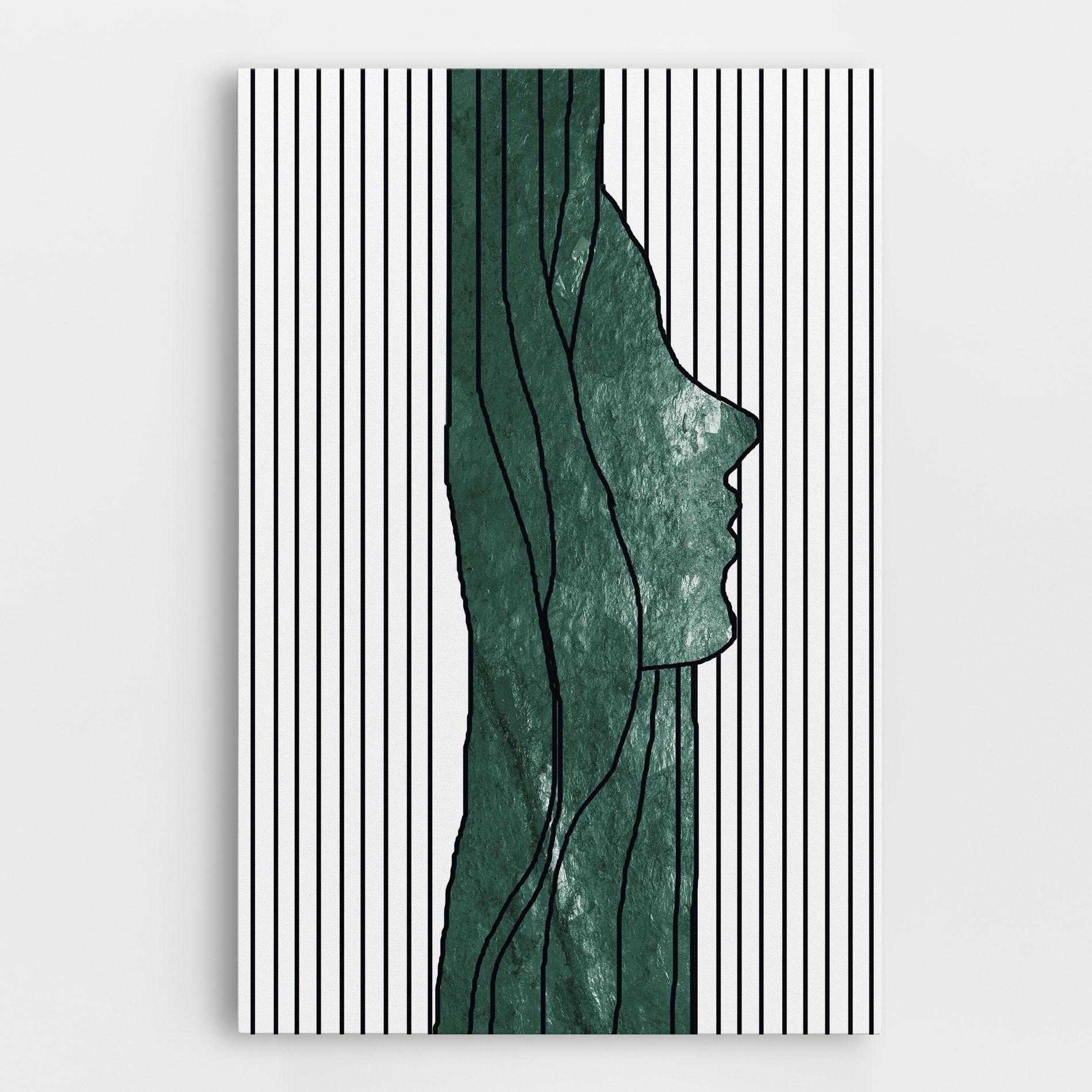 Leinwandbild Abstract Green Face mockup 0