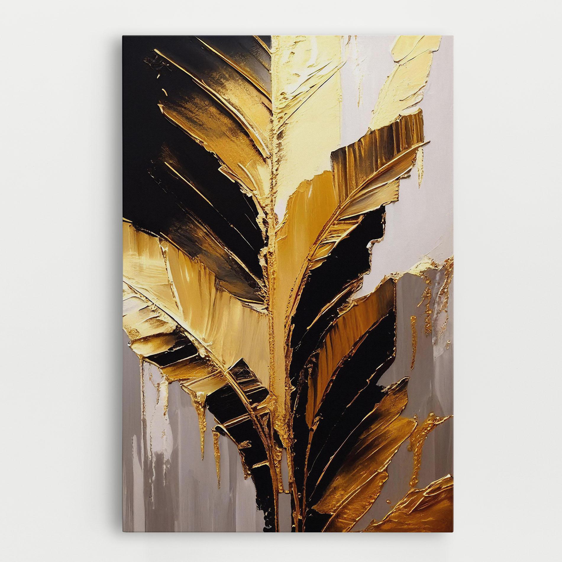 Leinwandbild Balck With Gold Leafs mockup 0