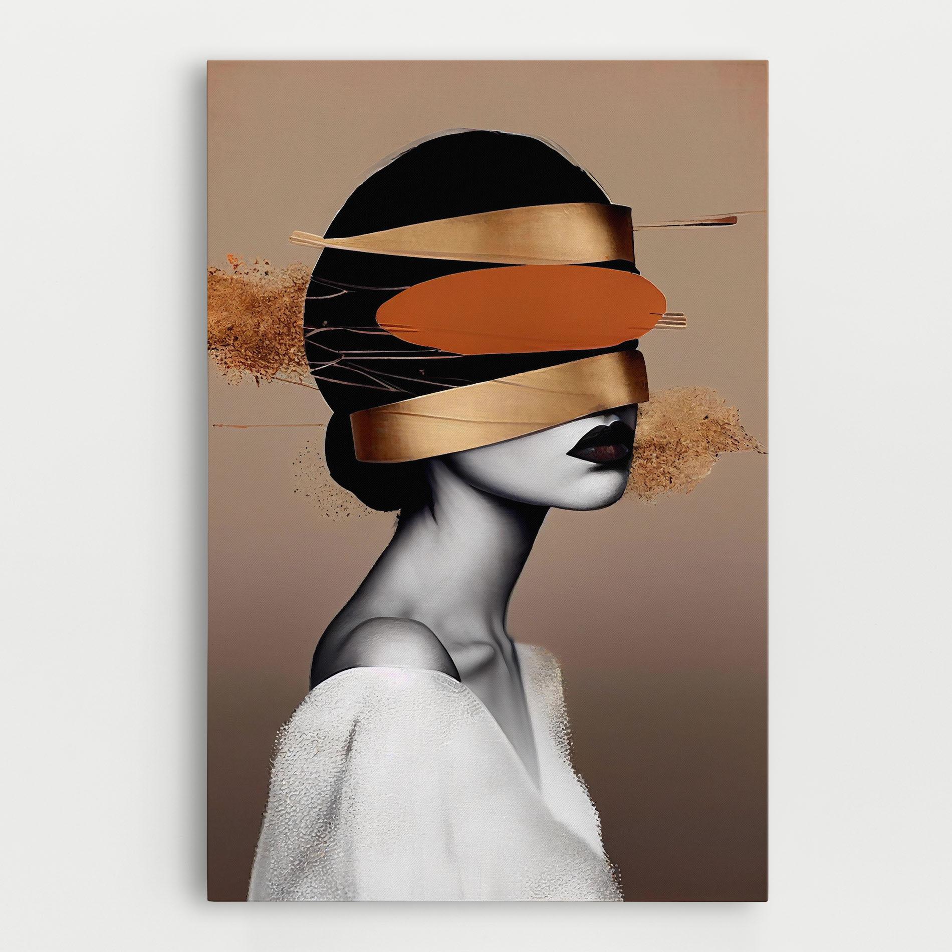 Leinwandbild Woman With Gold Lines mockup 0