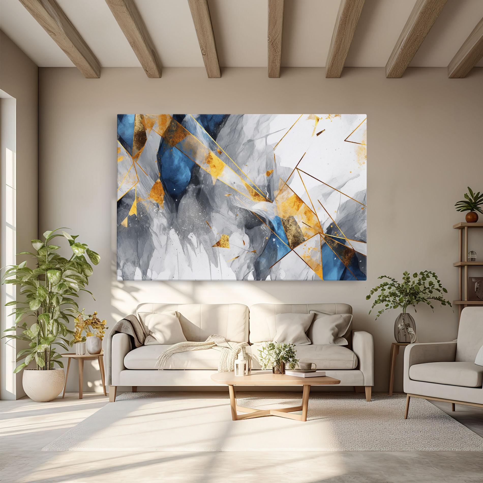 Leinwandbild Abstract Gold Blue Pattern mockup 6