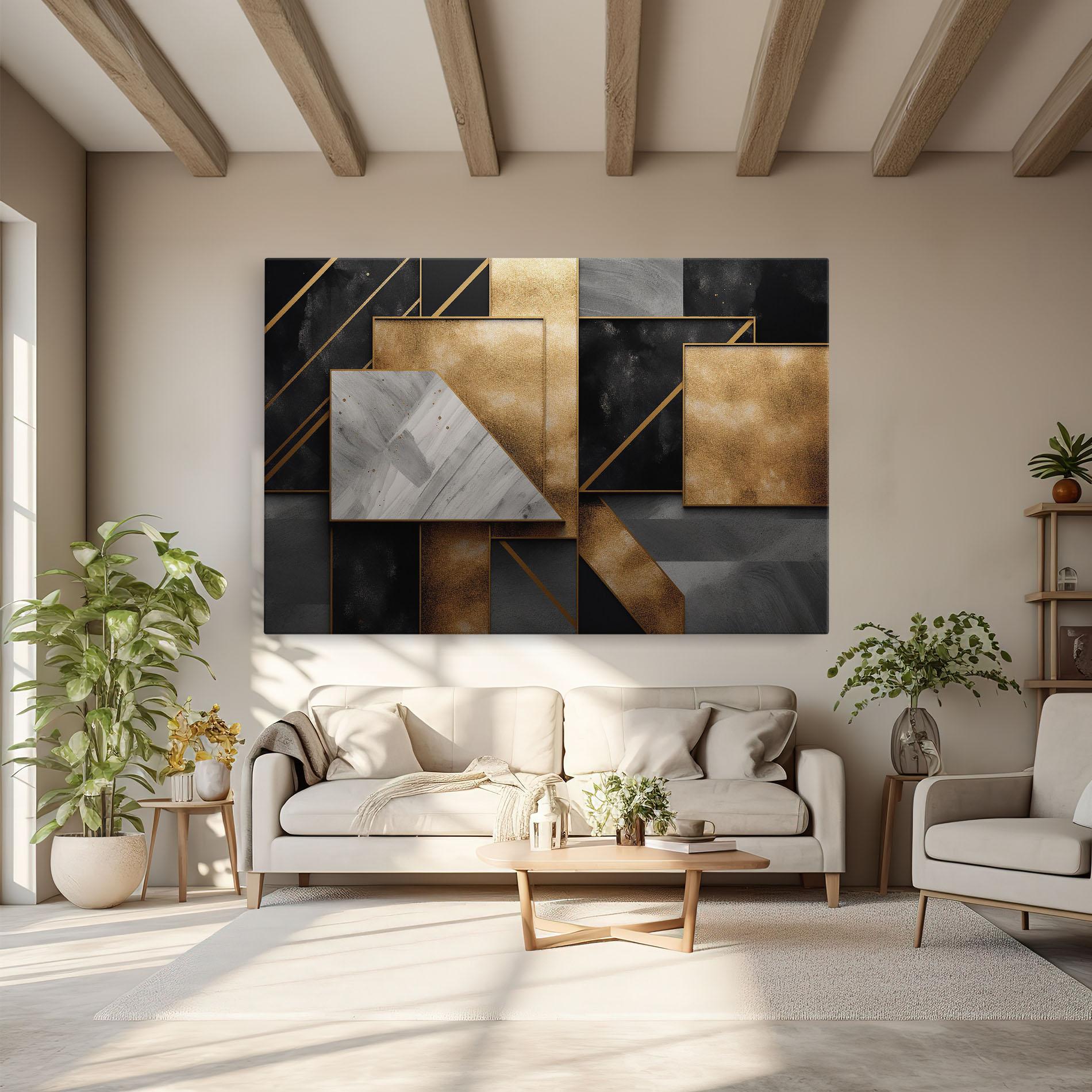 Leinwandbild Abstract Gold Square mockup 6