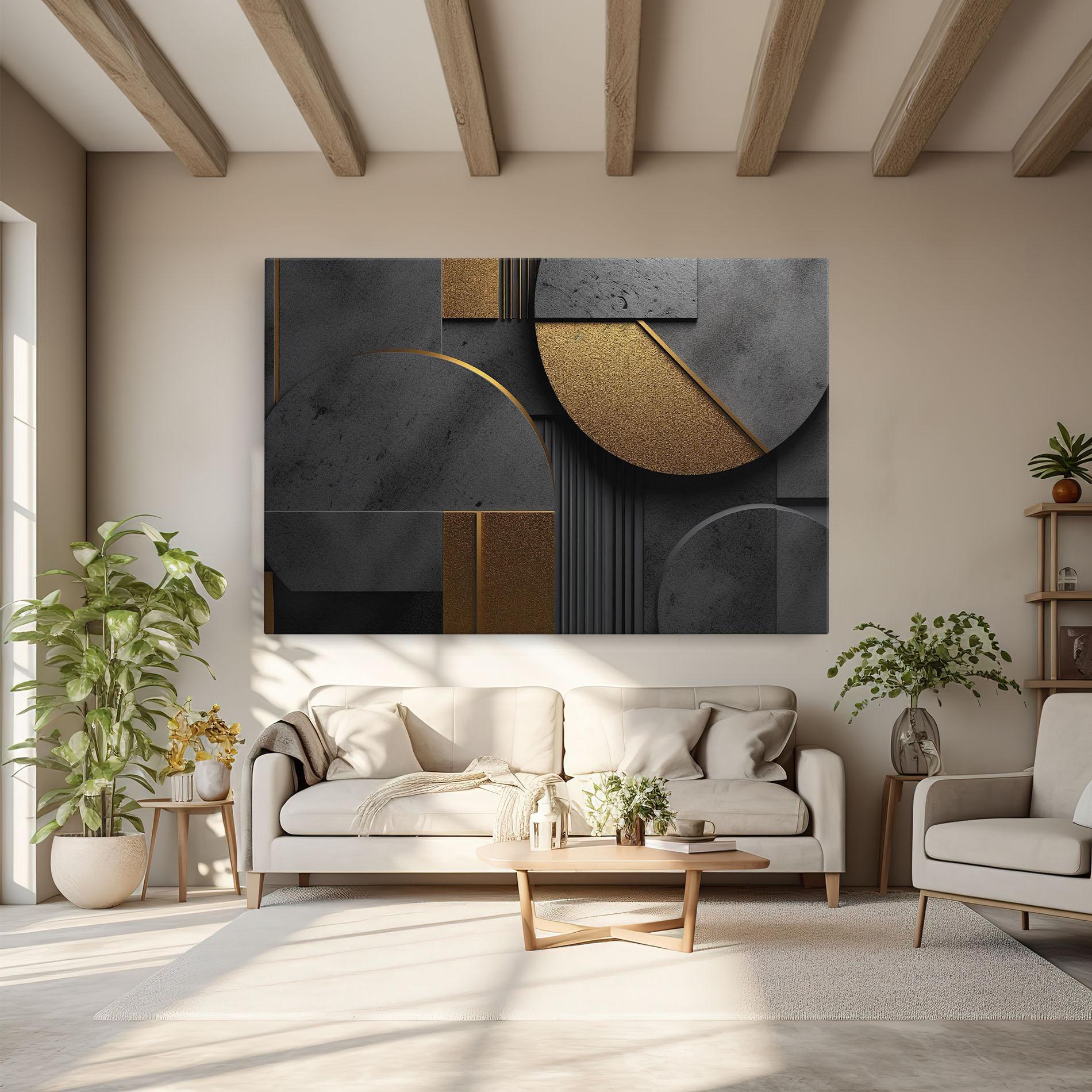 Leinwandbild Gold With Grey Circle mockup 6