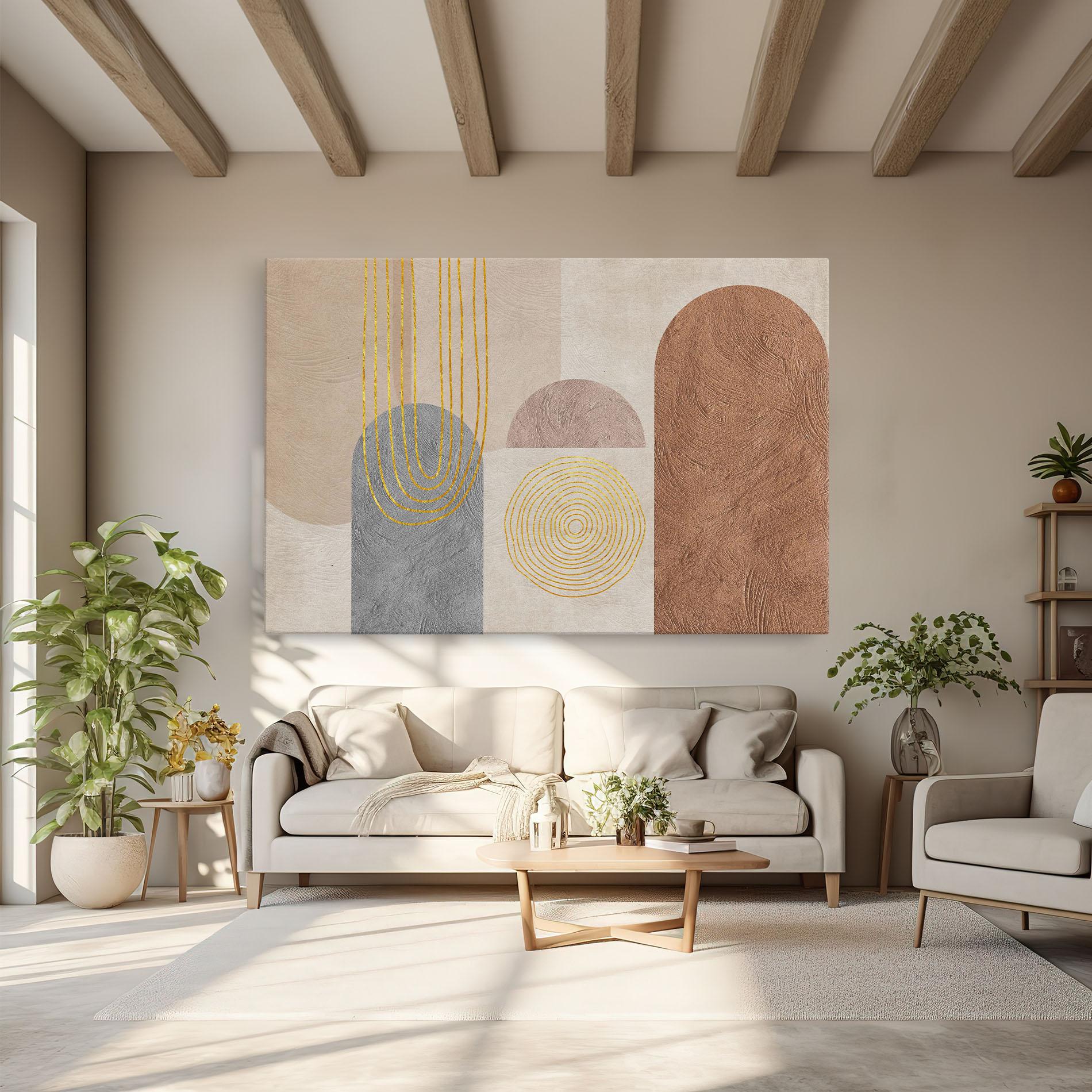 Leinwandbild Gray Orange Painting mockup 6