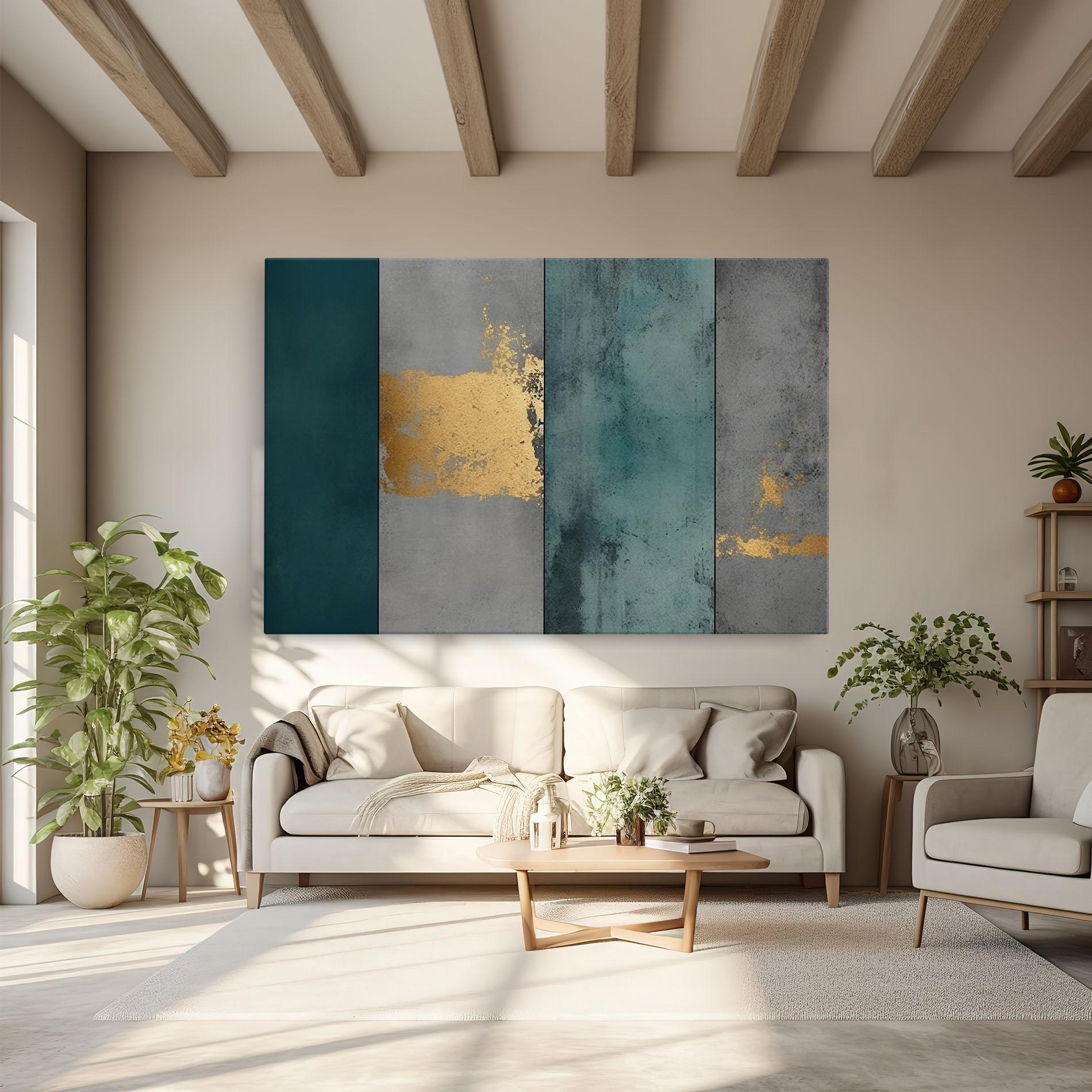 Leinwandbild Green Colors With Gold mockup 6