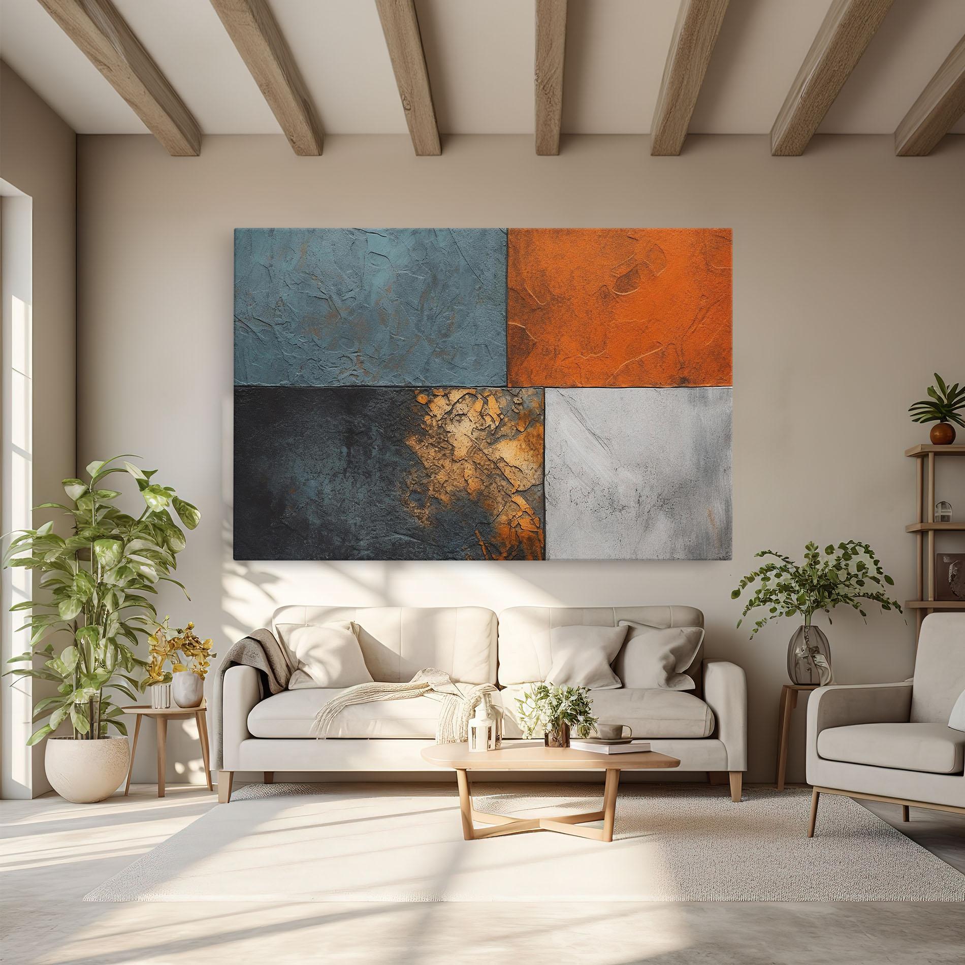 Leinwandbild White Square With Gold mockup 6