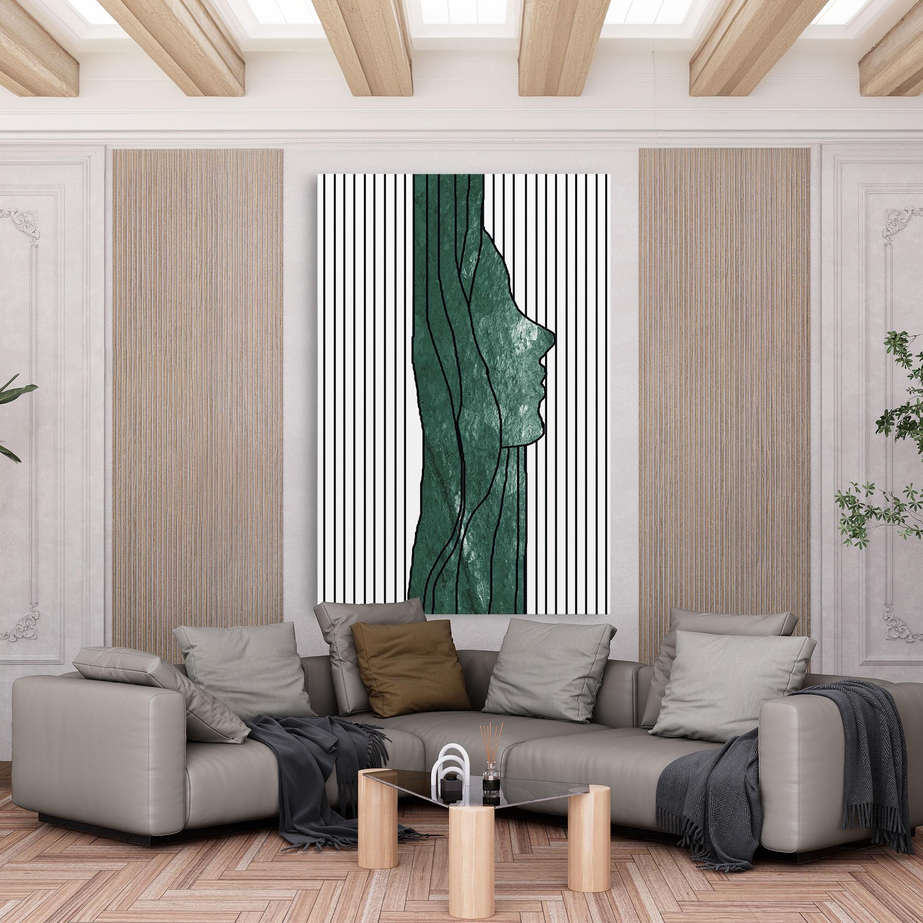 Leinwandbild Abstract Green Face mockup 6