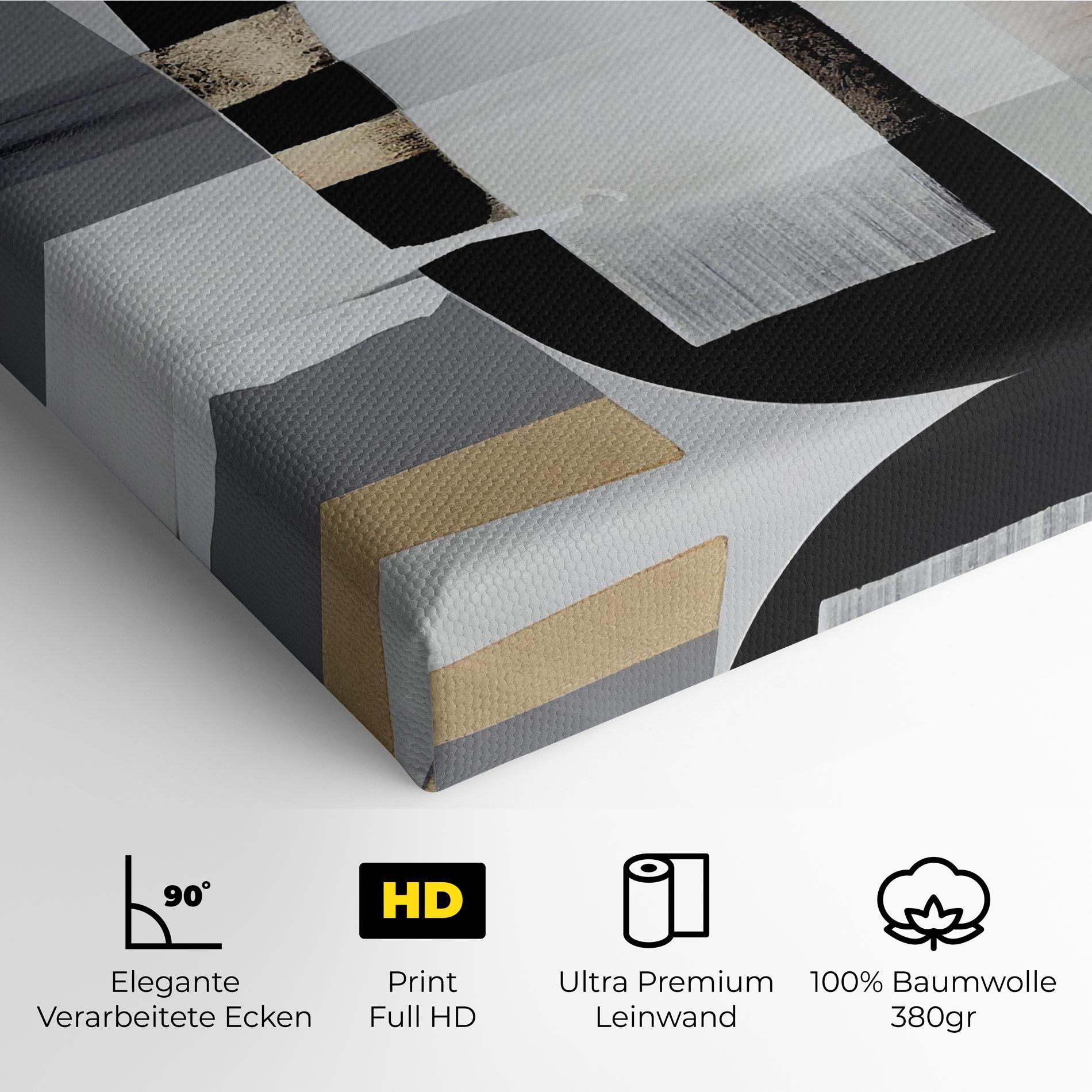 Leinwandbild Abstract Gold Painting With Black mockup 4
