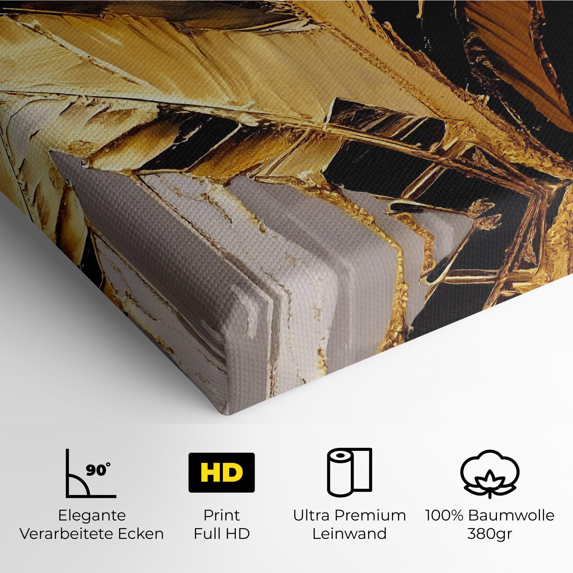 Leinwandbild Balck With Gold Leafs mockup 4