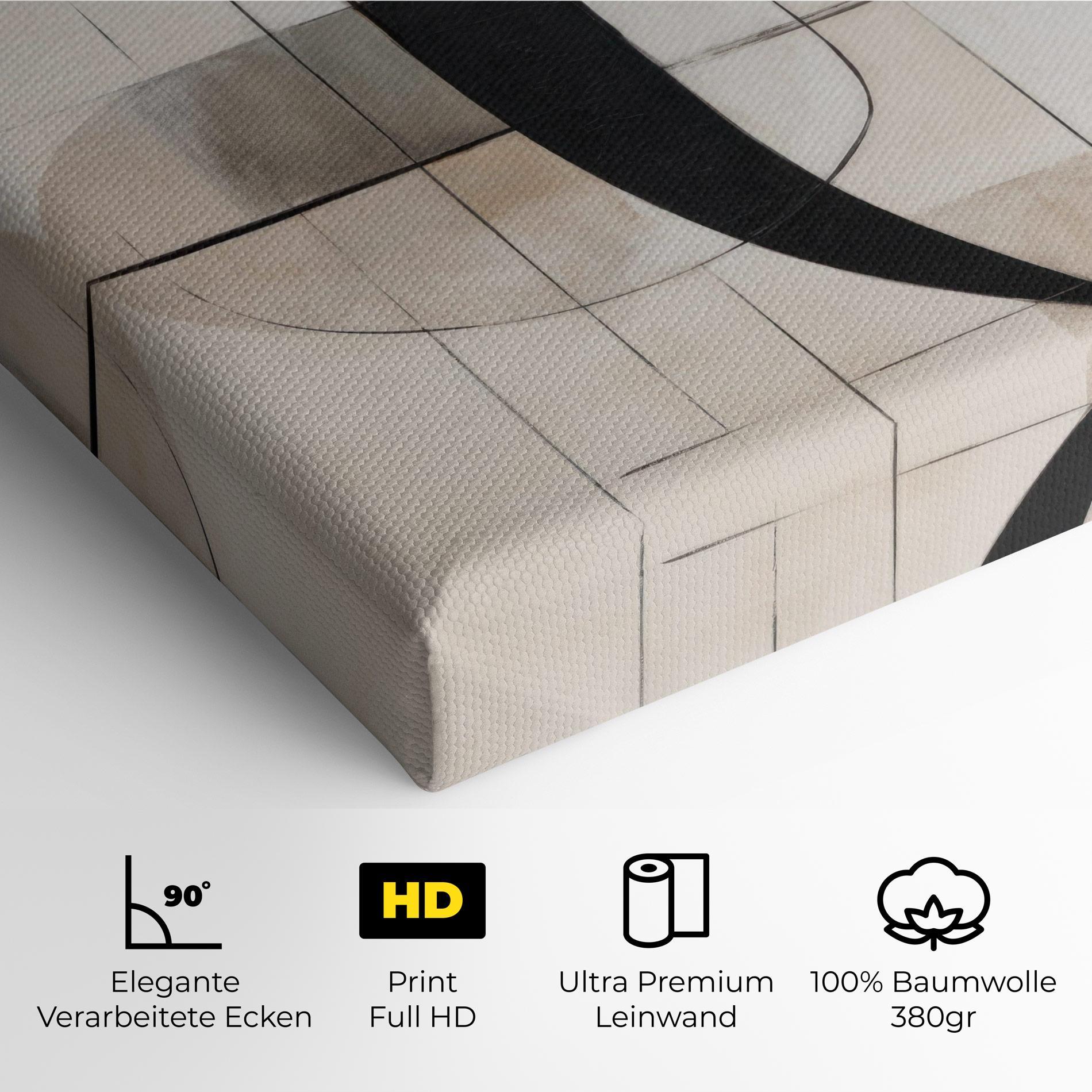 Leinwandbild Black Abstract Lines mockup 4