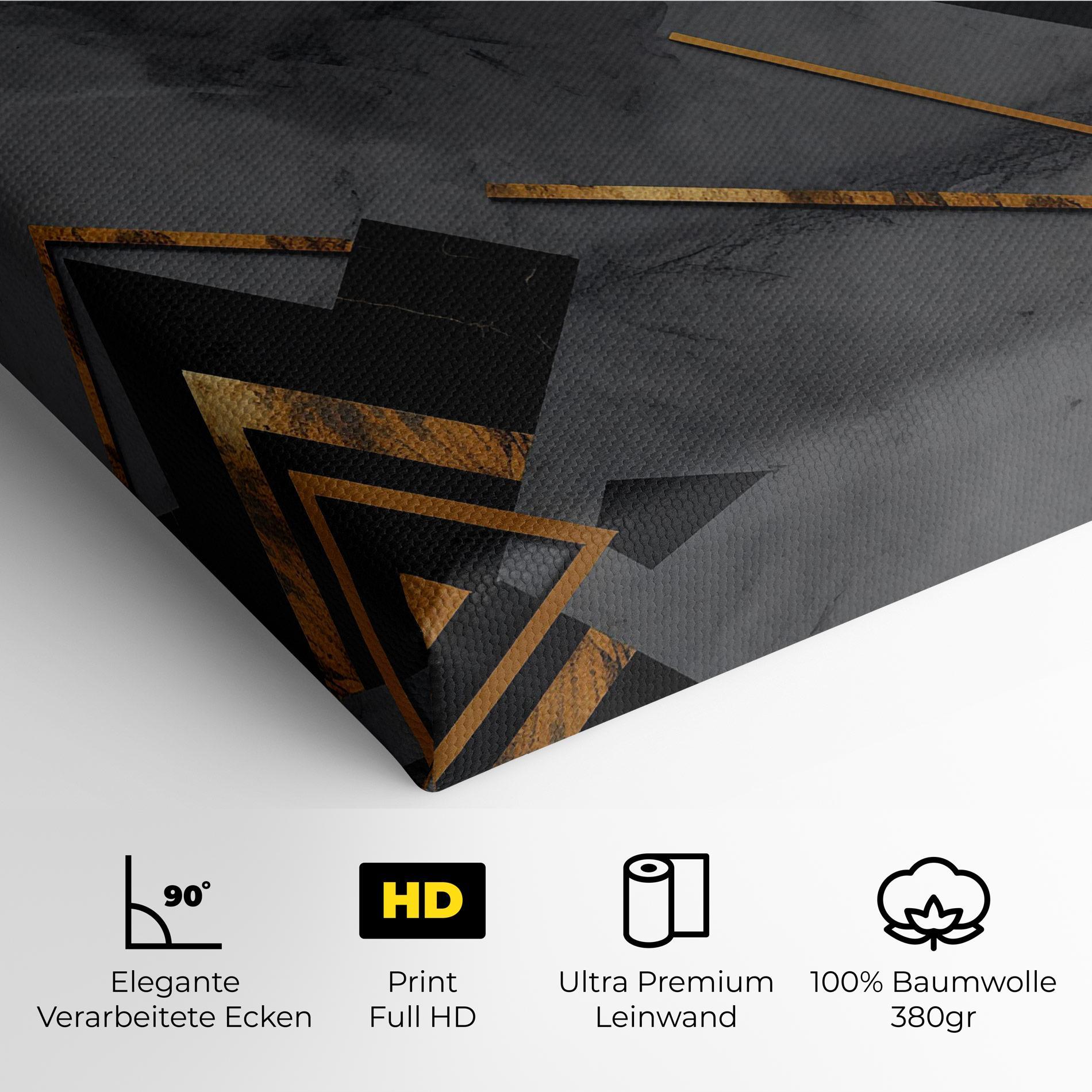 Leinwandbild Grey Painting With Gold Lines mockup 4