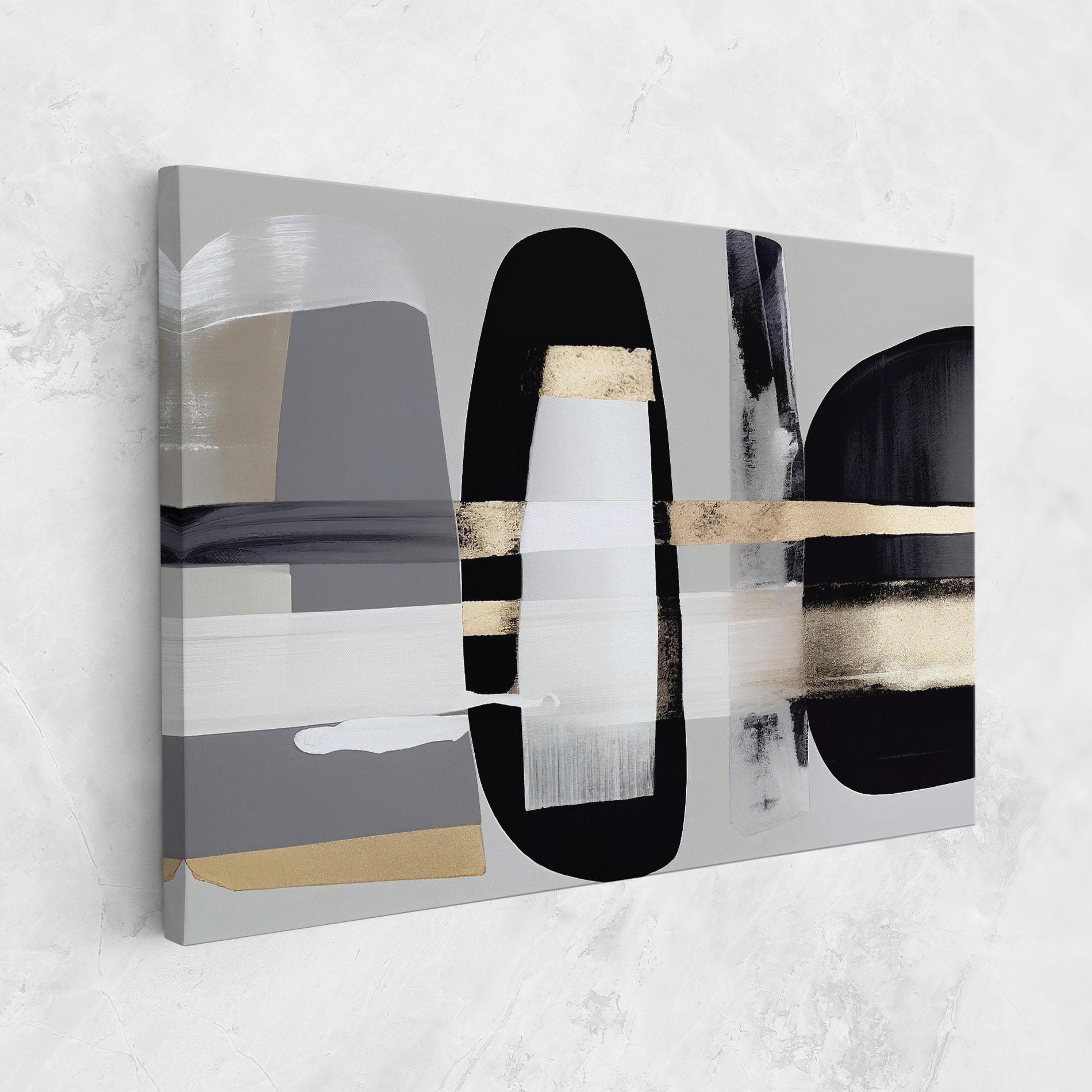 Leinwandbild Abstract Gold Painting With Black mockup 1
