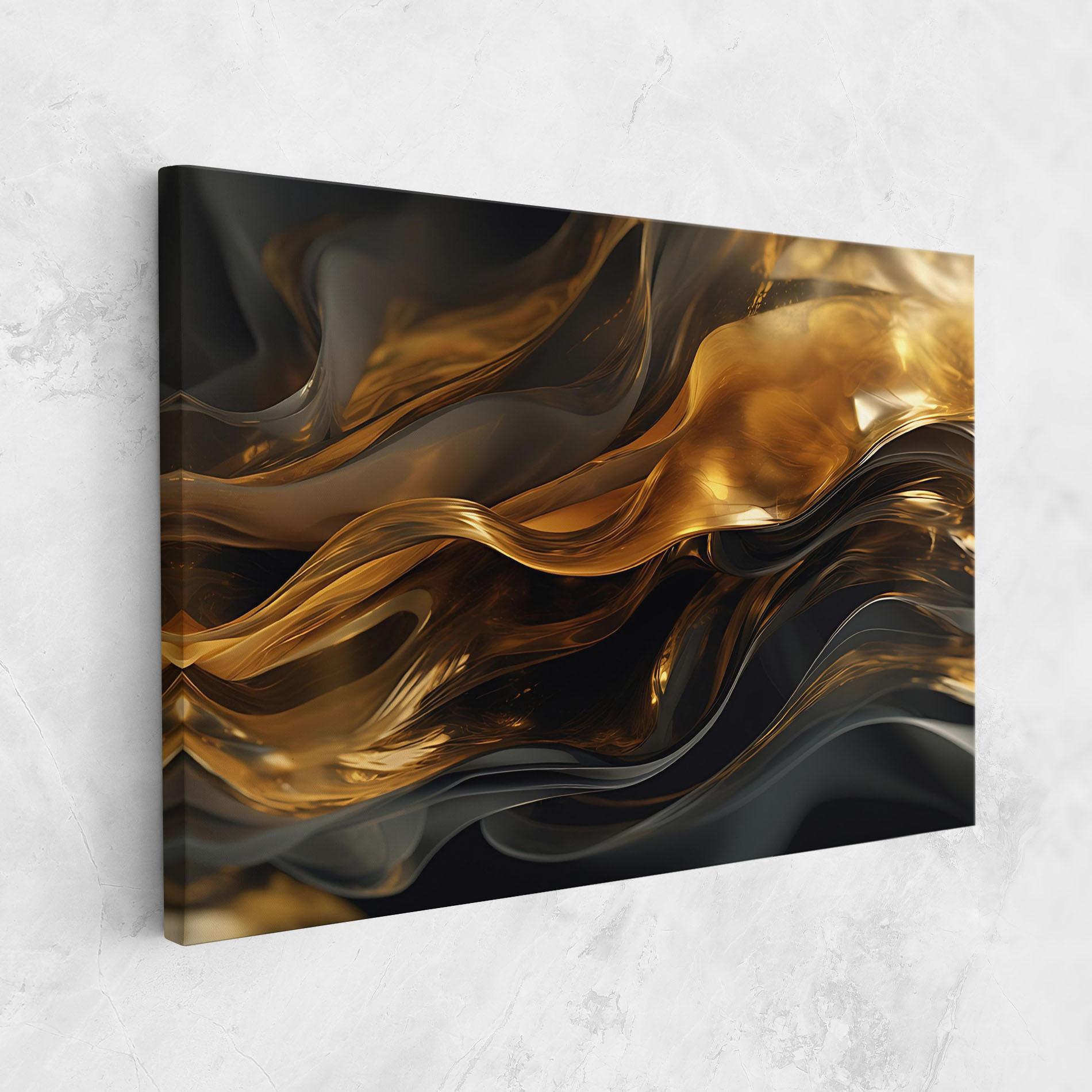 Leinwandbild Gold With Black Wave mockup 1