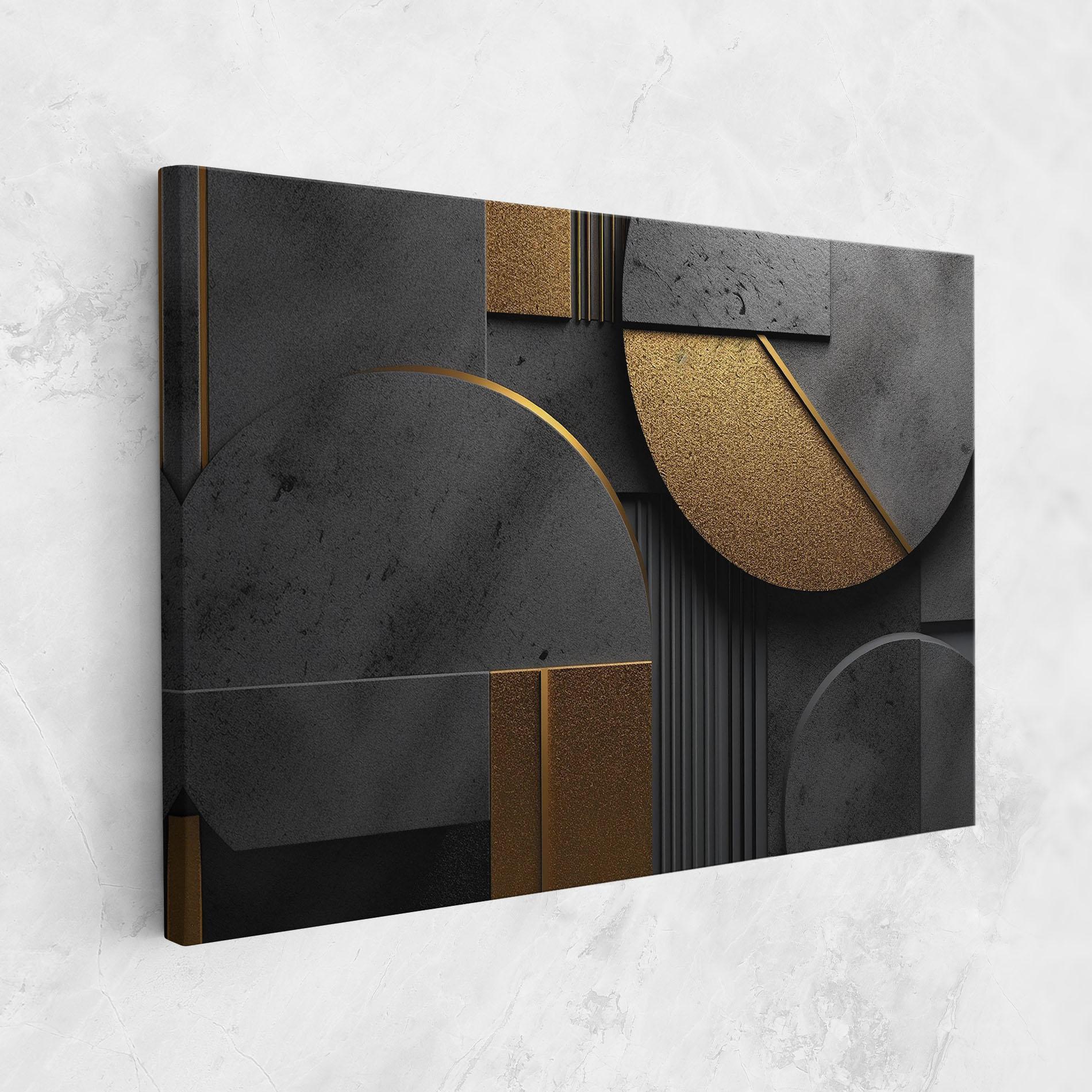 Leinwandbild Gold With Grey Circle mockup 1