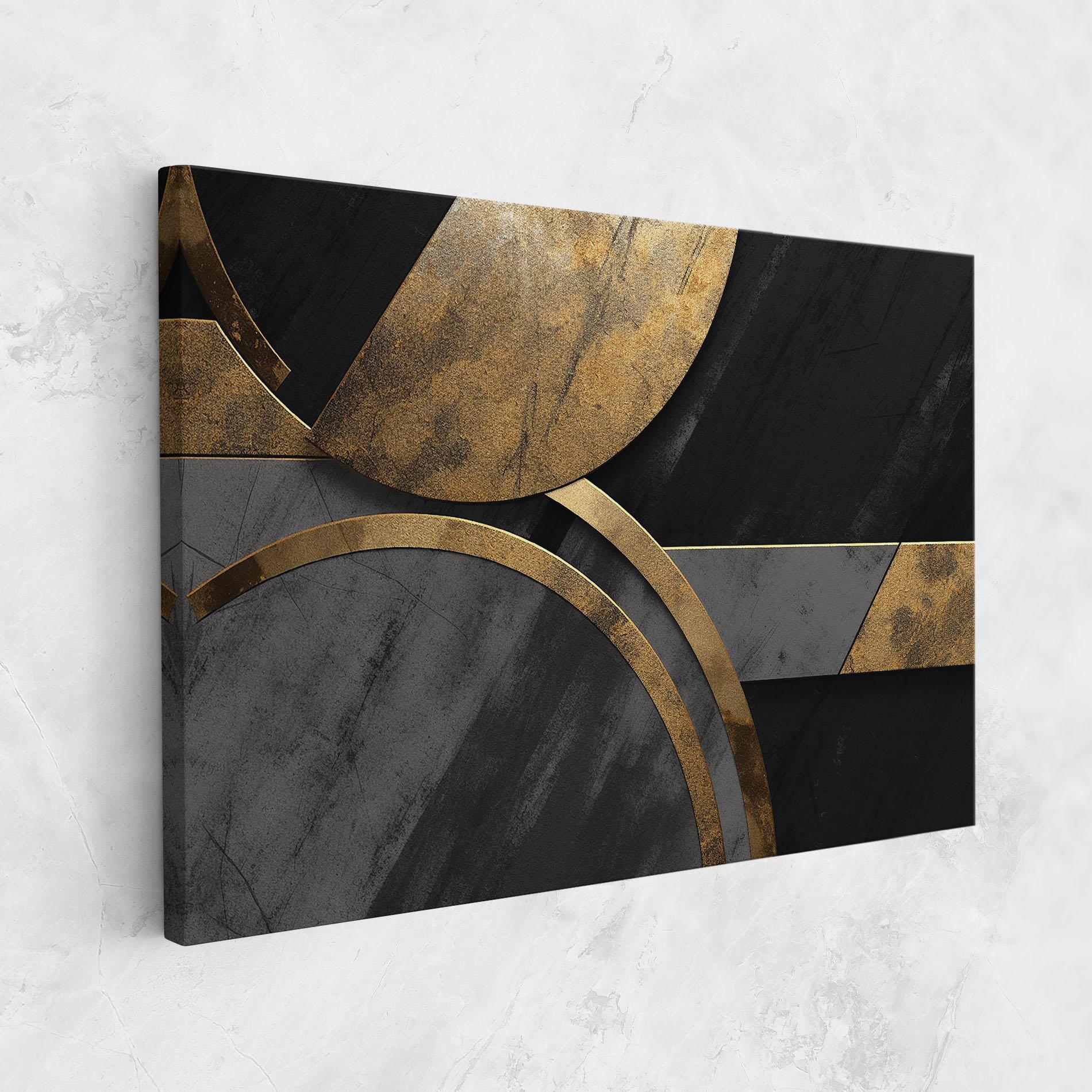 Leinwandbild Grey With Gold Painting mockup 1