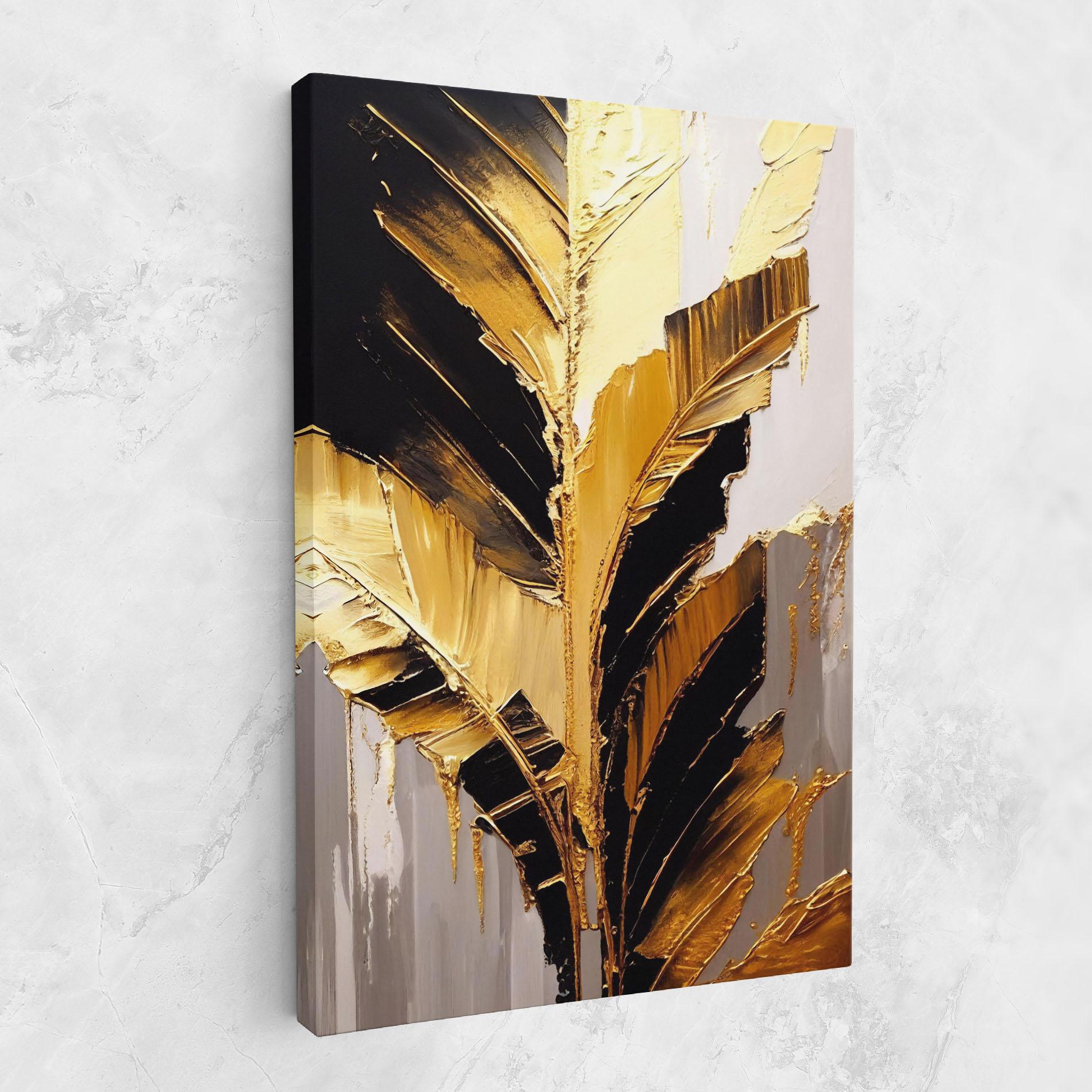 Leinwandbild Balck With Gold Leafs mockup 1