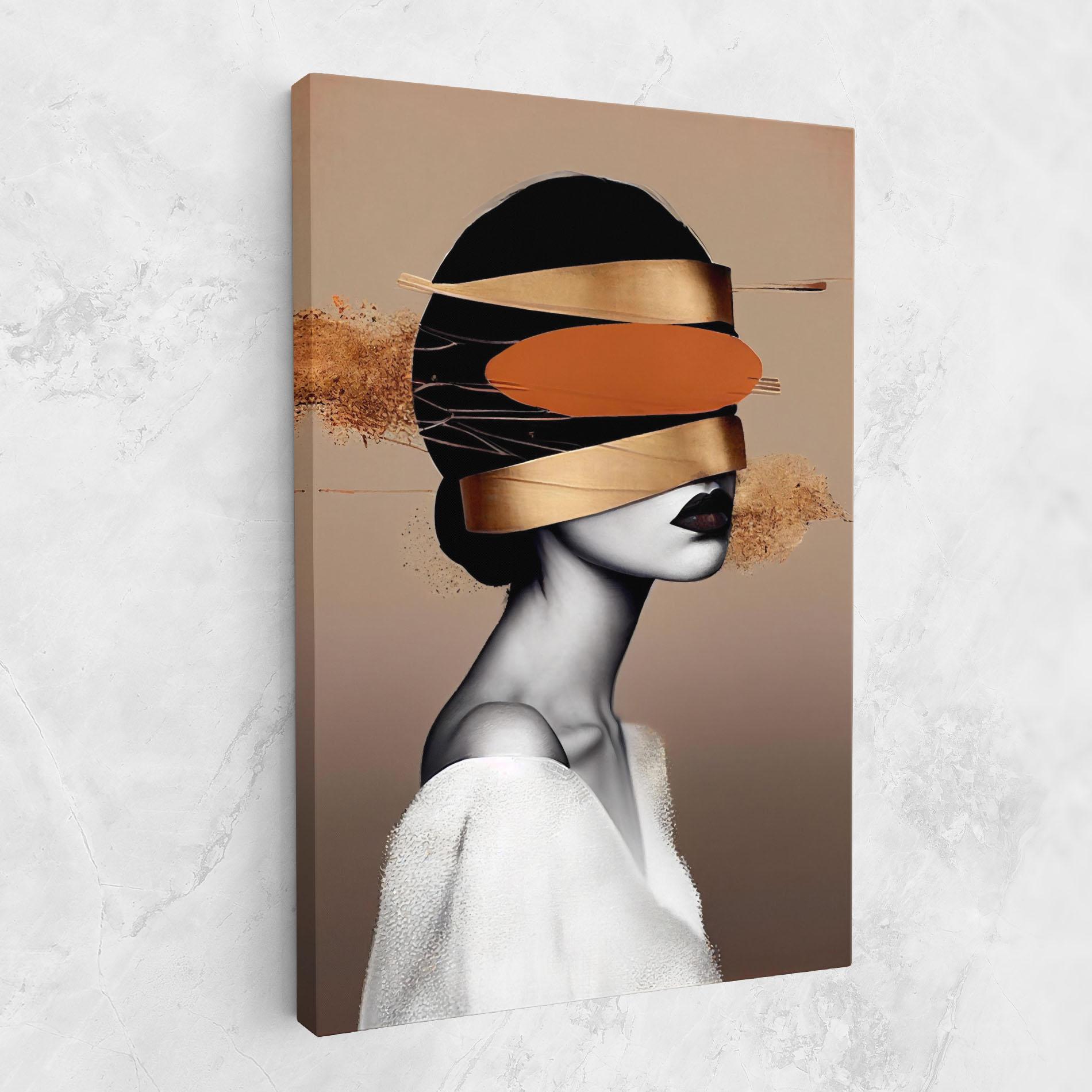 Leinwandbild Woman With Gold Lines mockup 1