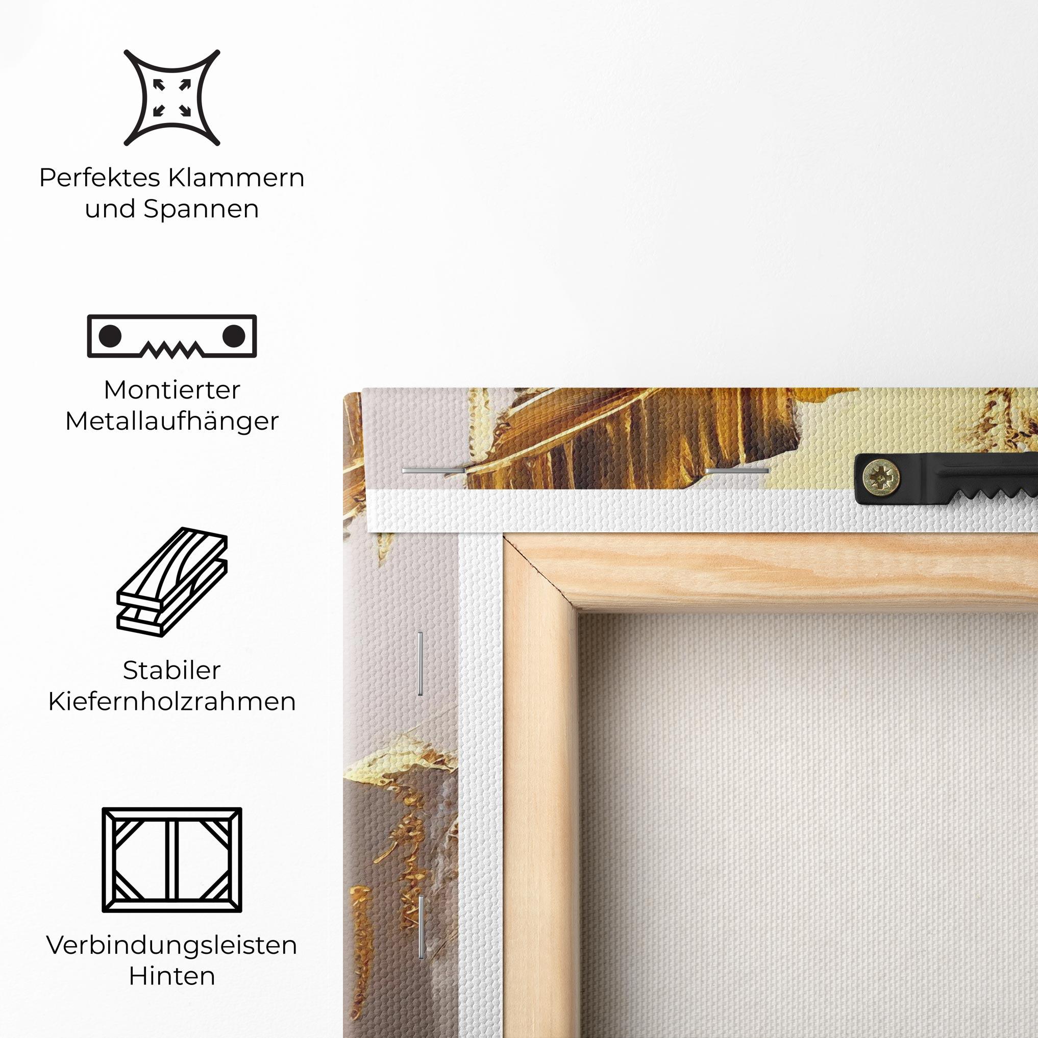 Leinwandbild Balck With Gold Leafs mockup 5