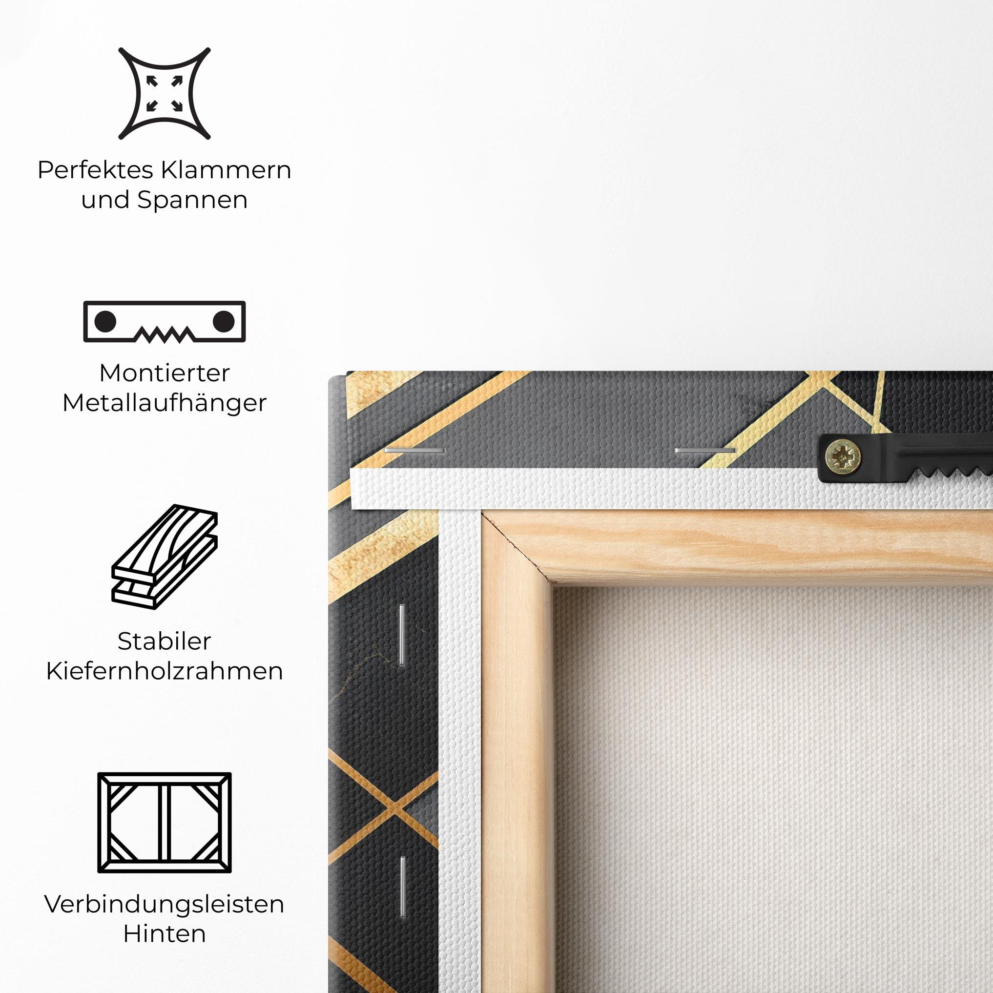 Leinwandbild Grey Painting With Gold Lines mockup 5