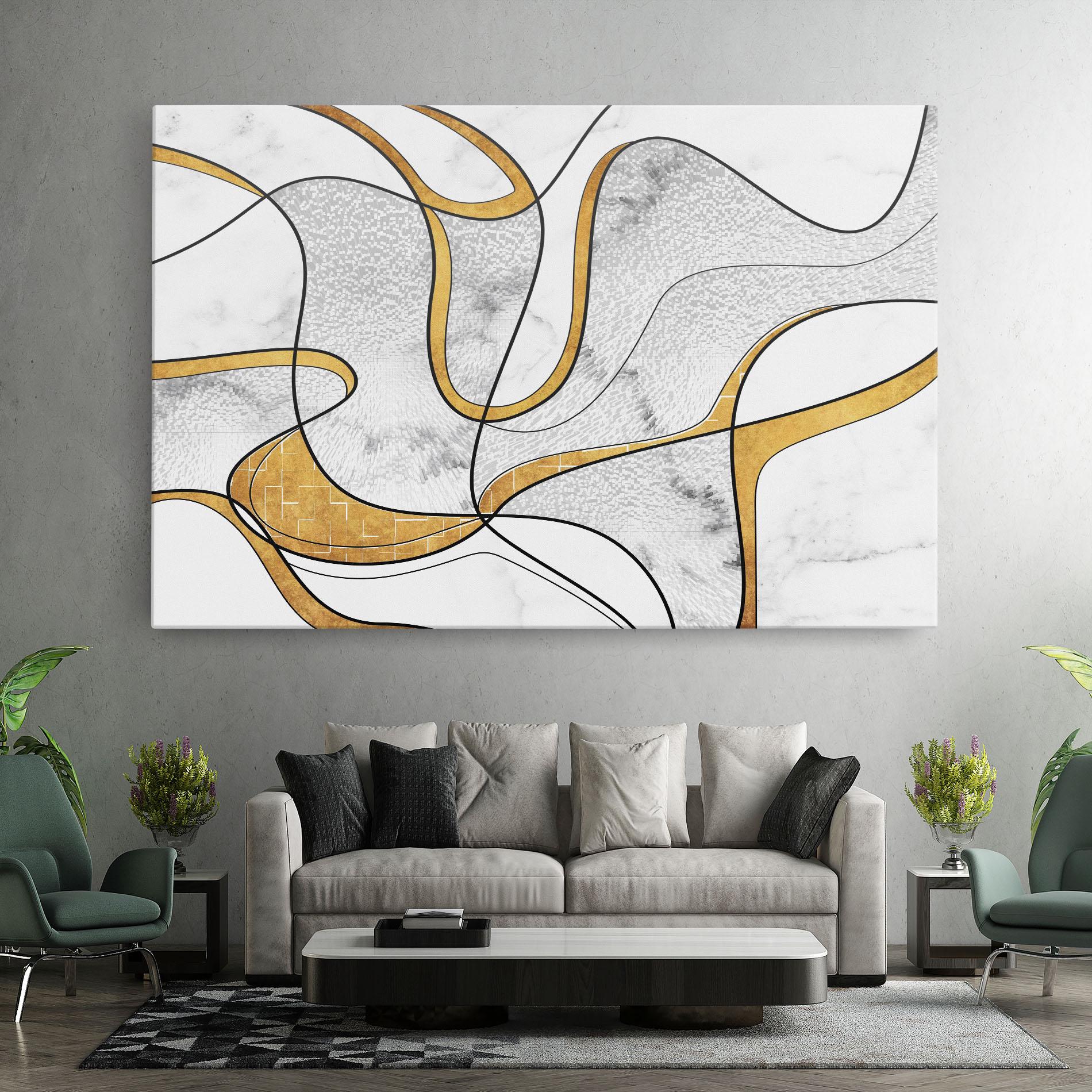 Leinwandbild Abstract Gold Lines mockup 7