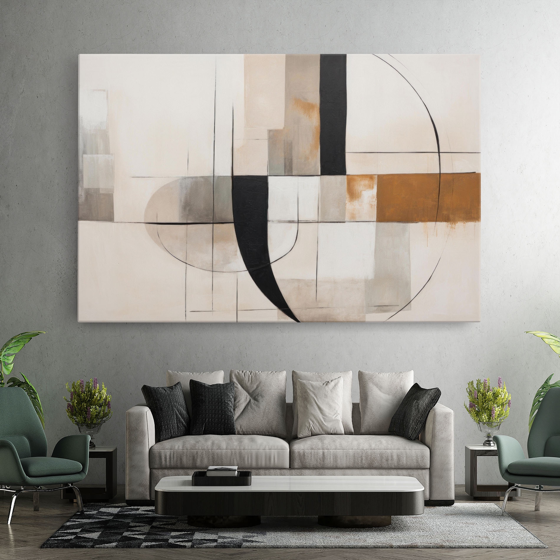 Leinwandbild Black Abstract Lines