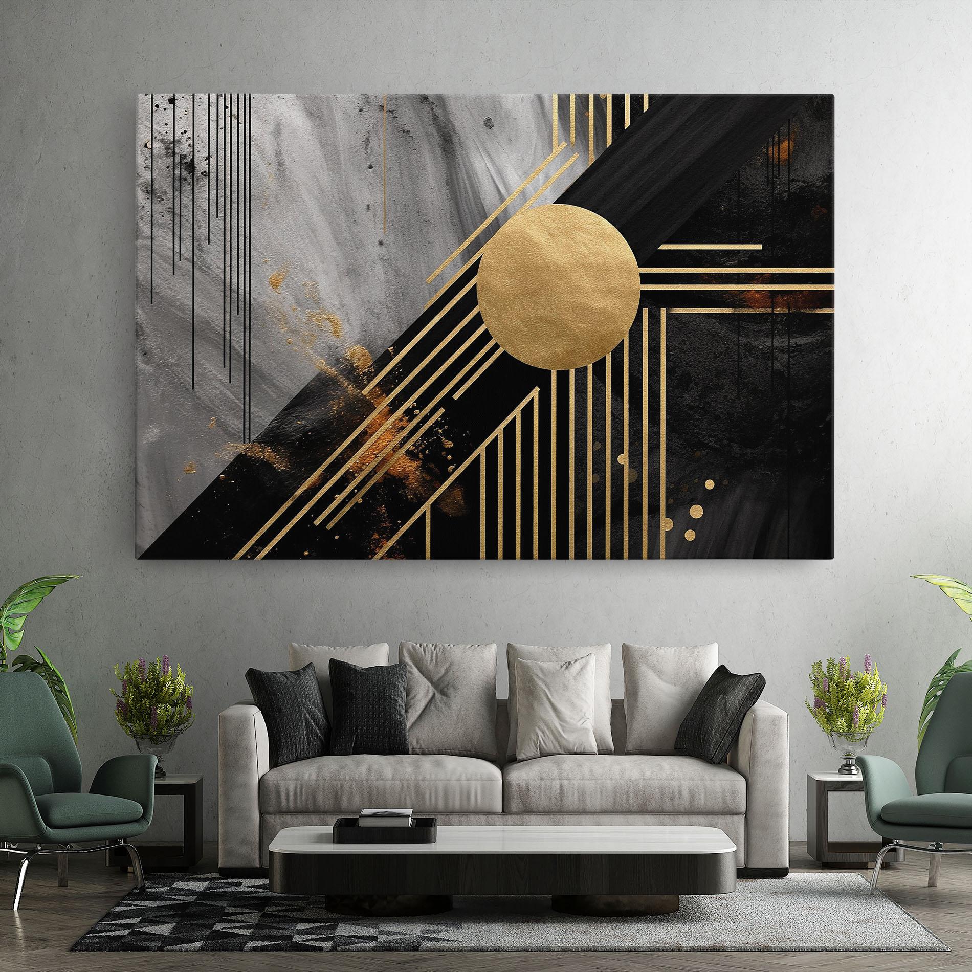 Leinwandbild Gold Circle With Lines mockup 7