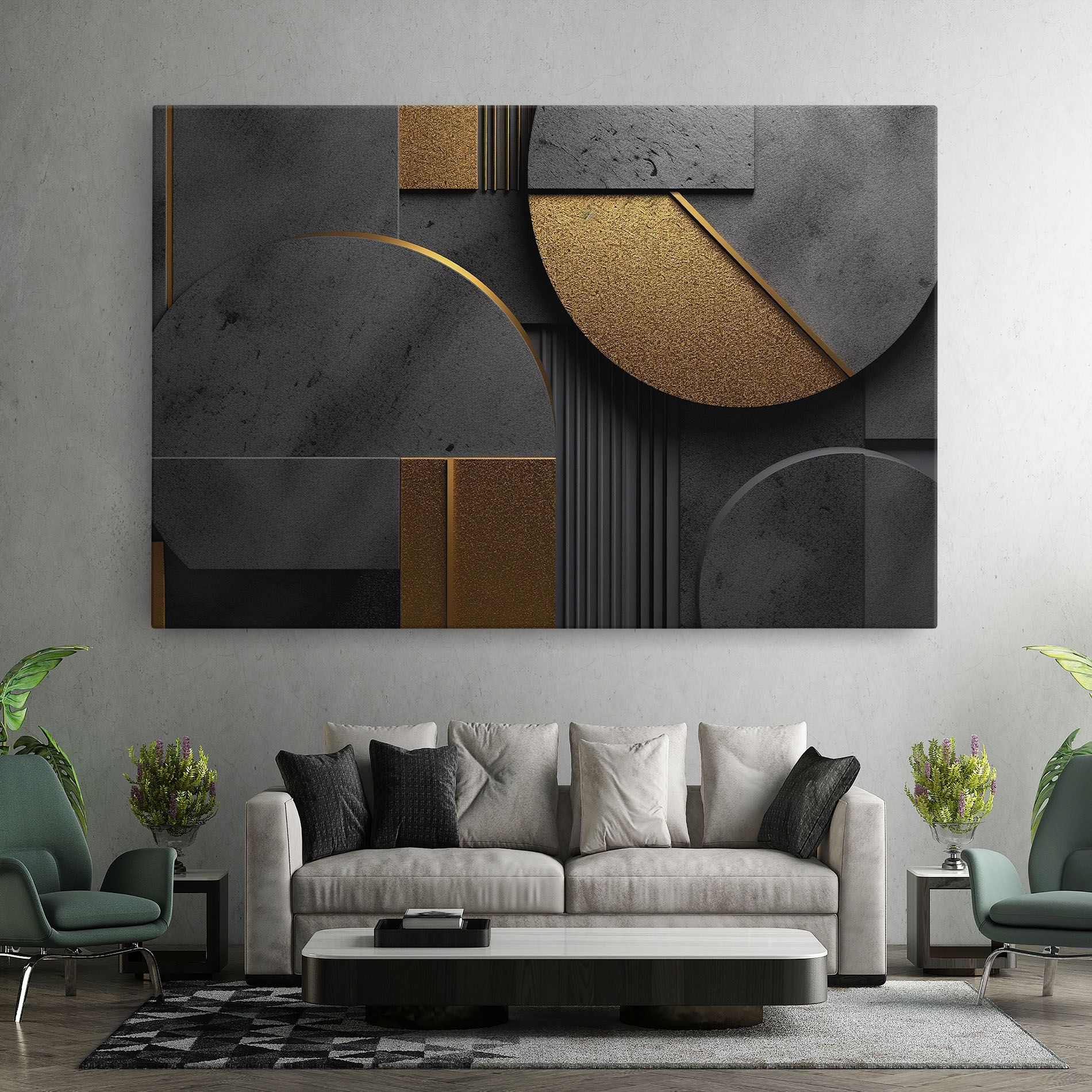 Gold With Grey Circle mockup 7