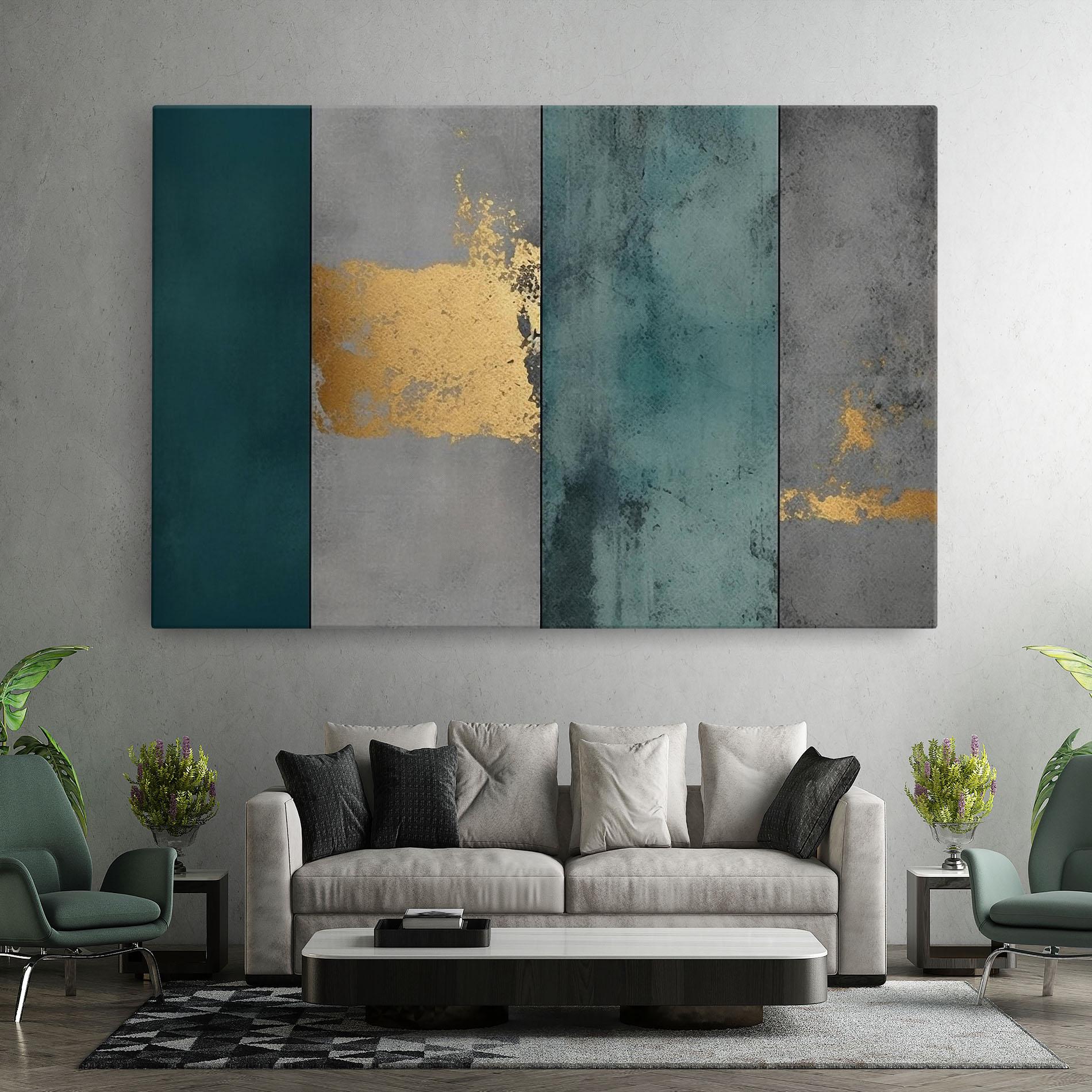 Leinwandbild Green Colors With Gold mockup 7