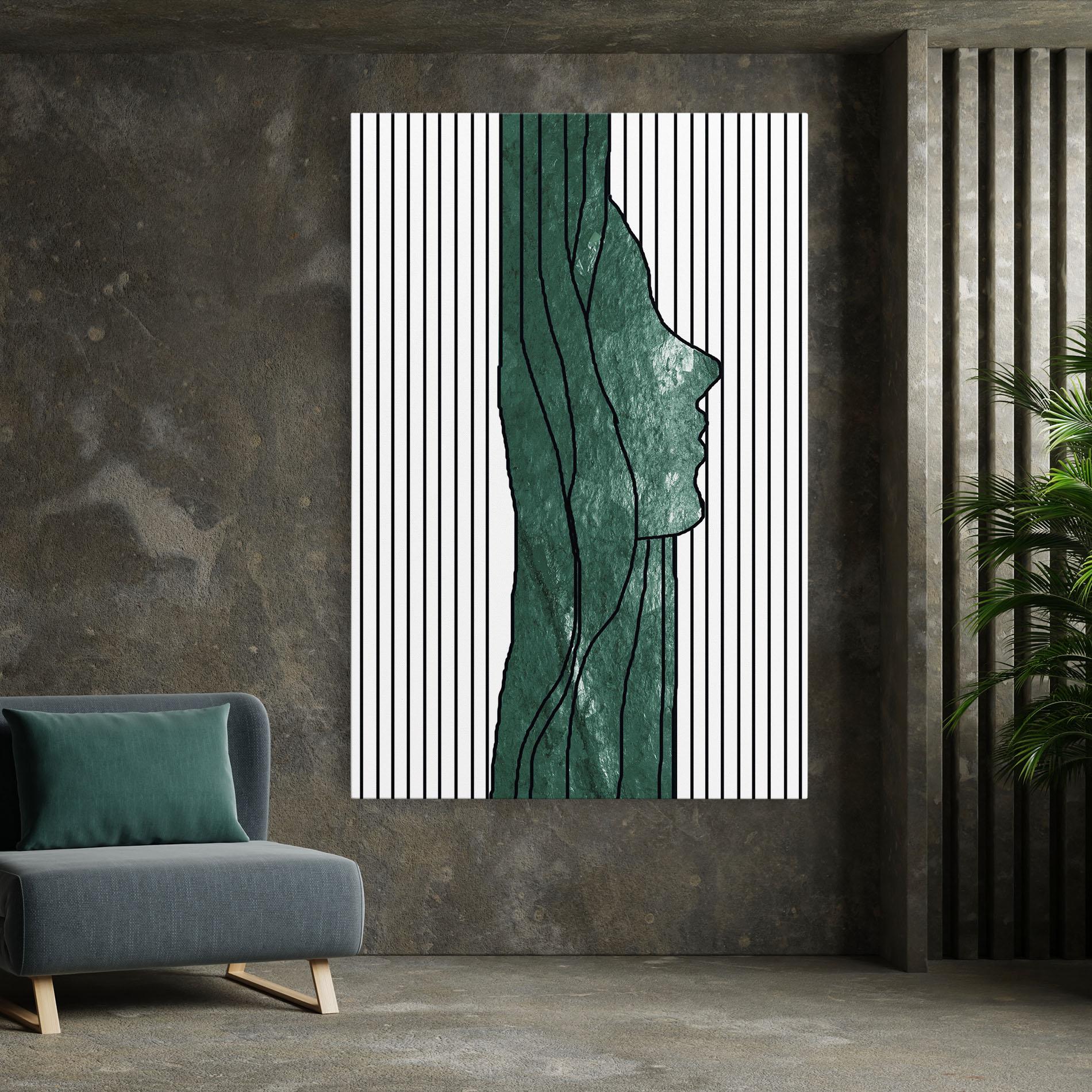 Leinwandbild Abstract Green Face mockup 7