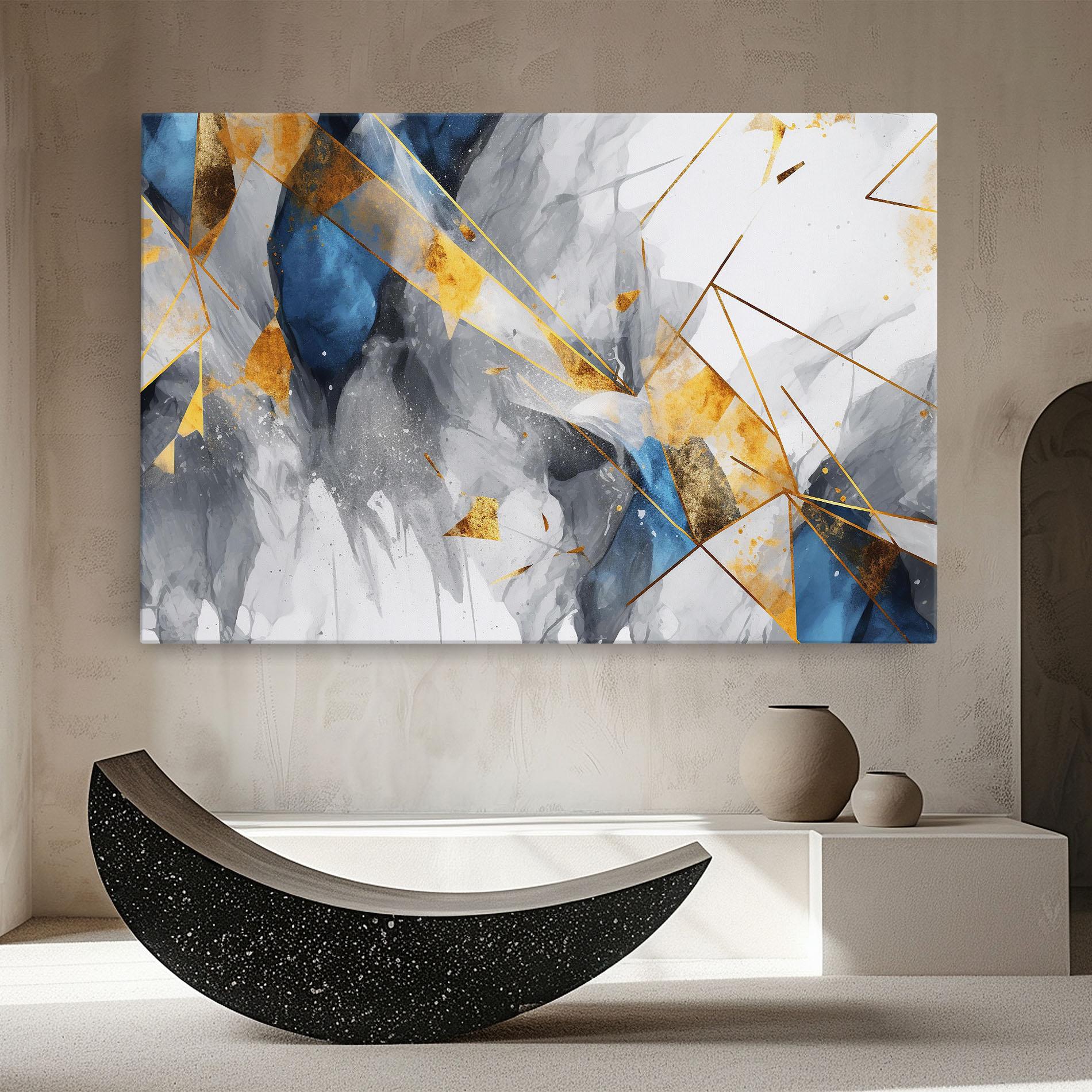 Leinwandbild Abstract Gold Blue Pattern mockup 8