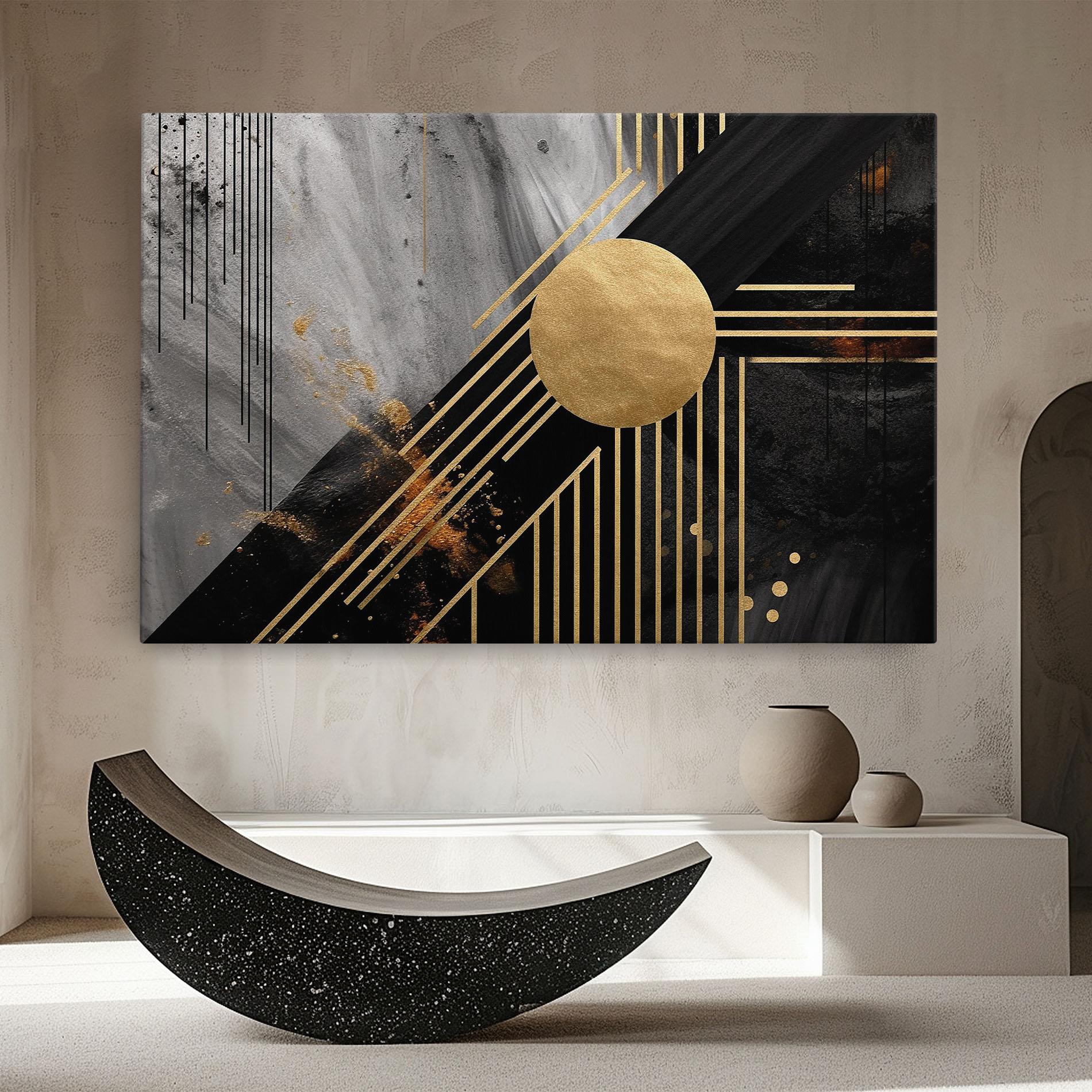 Leinwandbild Gold Circle With Lines mockup 8