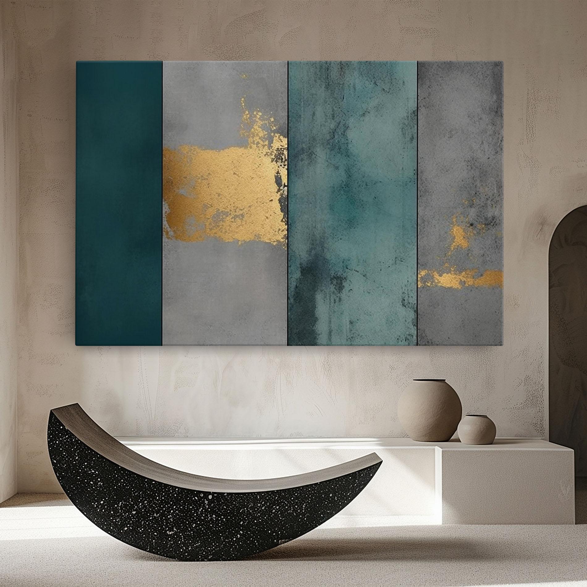 Leinwandbild Green Colors With Gold mockup 8