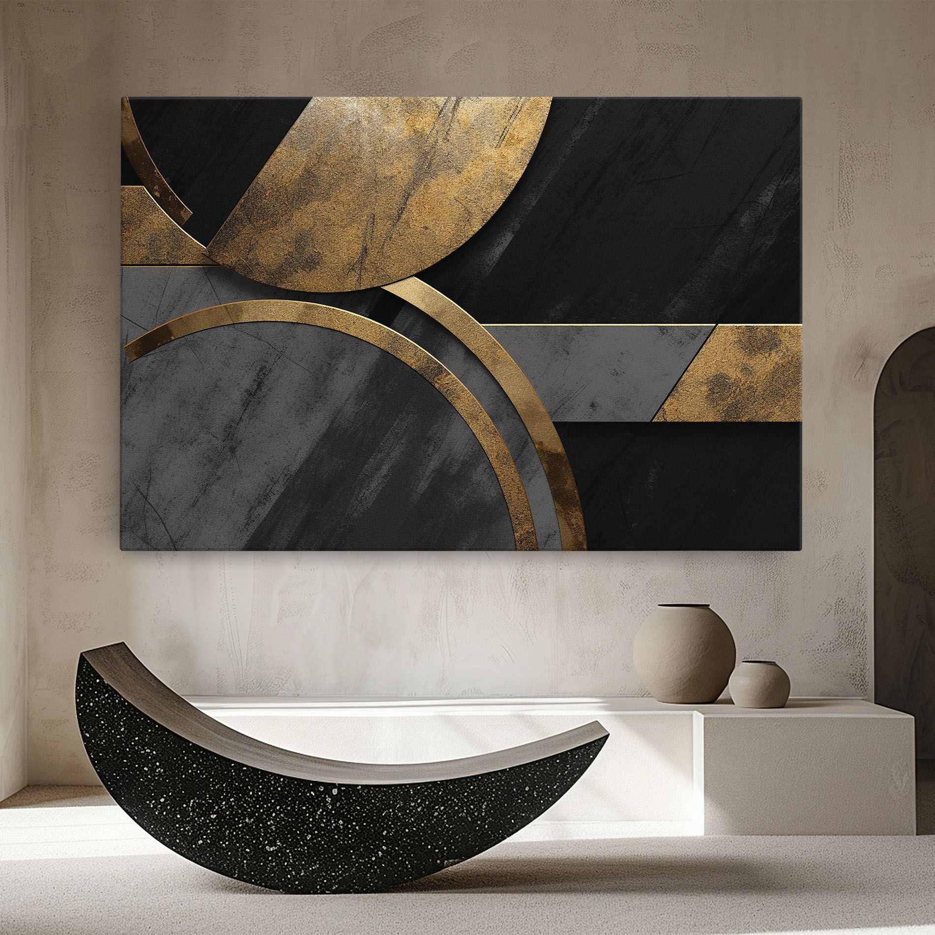 Grey With Gold Painting mockup 8