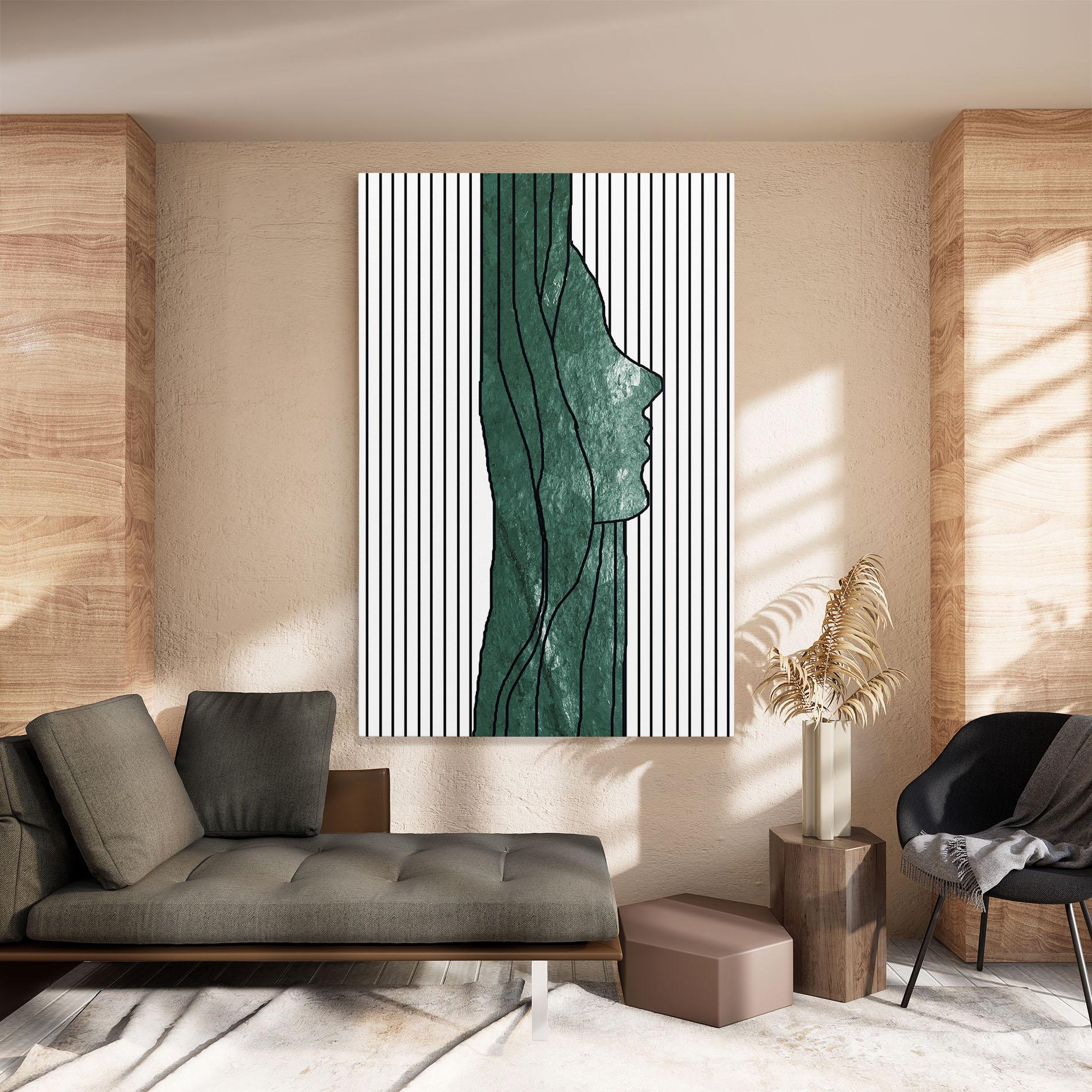 Leinwandbild Abstract Green Face mockup 8