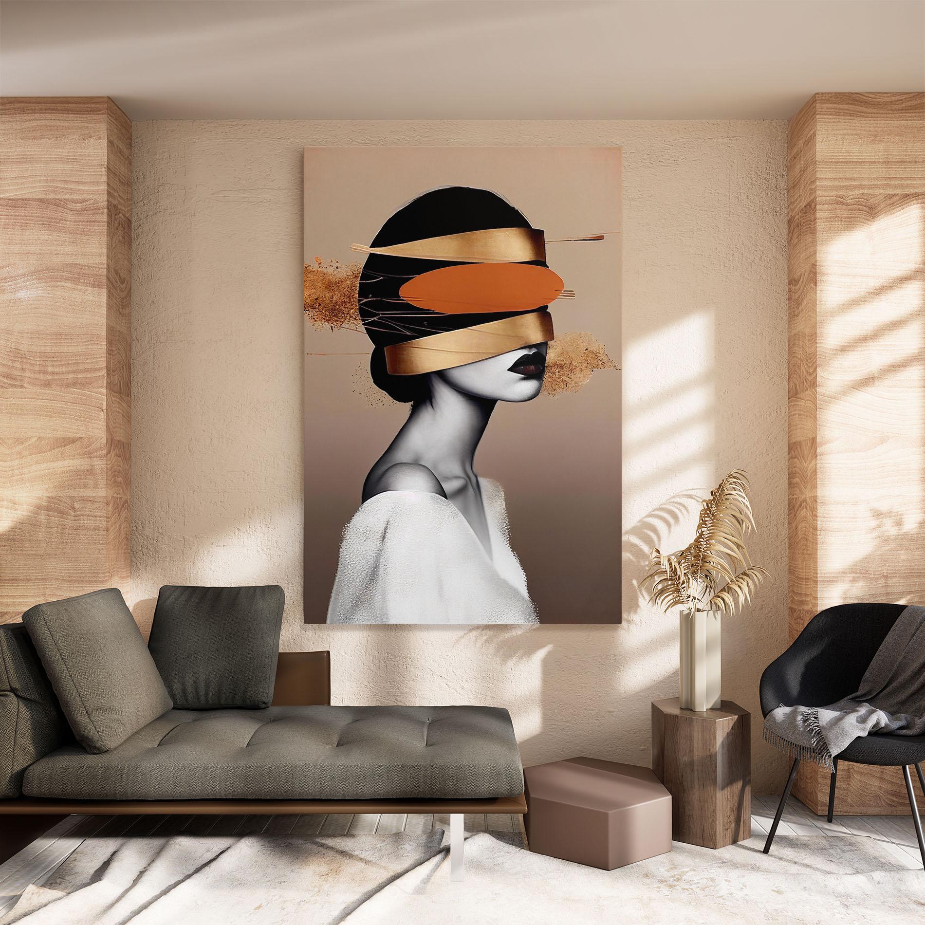 Leinwandbild Woman With Gold Lines mockup 8