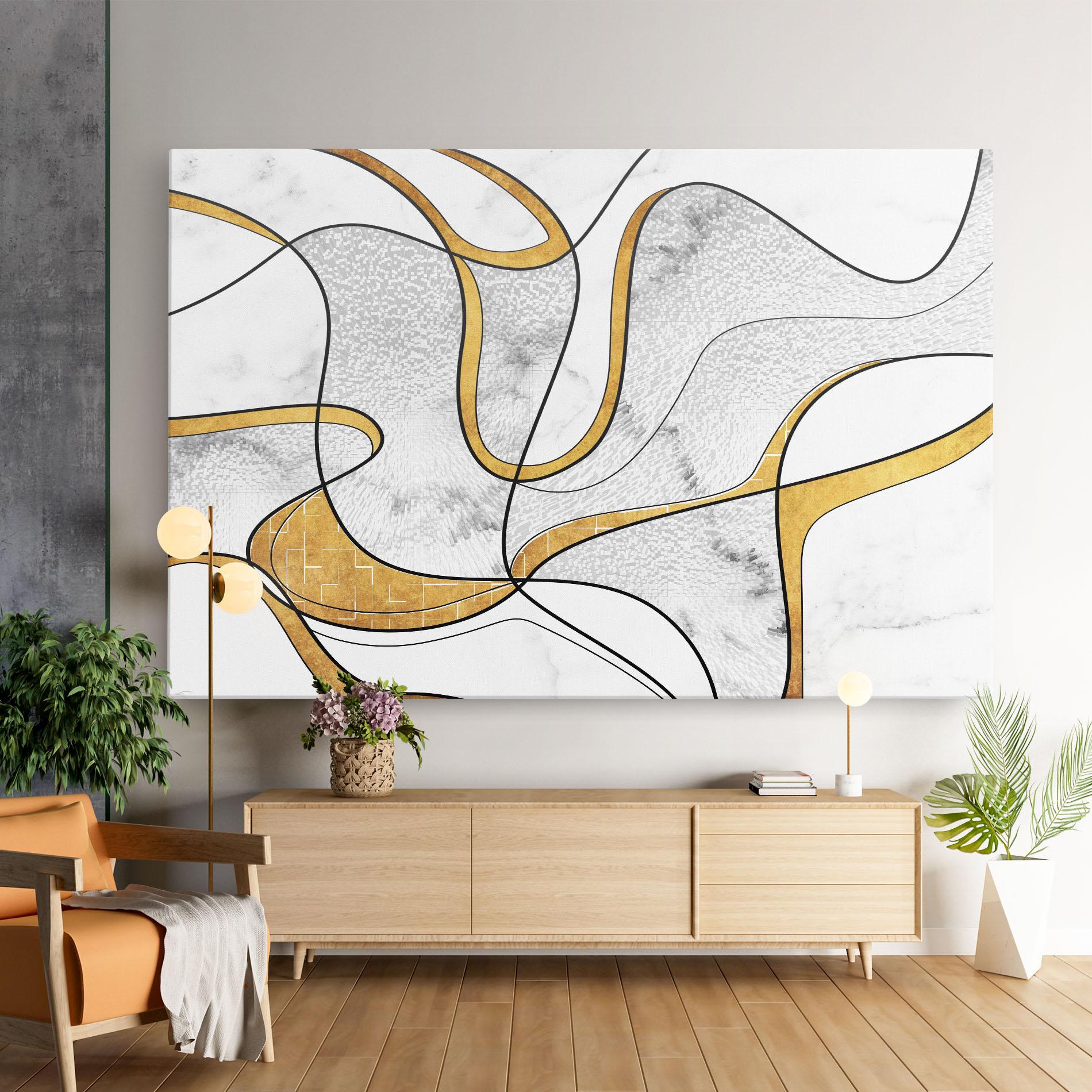 Leinwandbild Abstract Gold Lines mockup 9