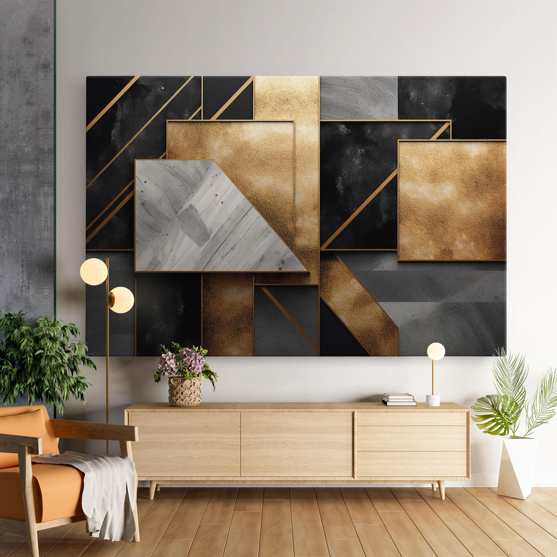 Leinwandbild Abstract Gold Square mockup 9