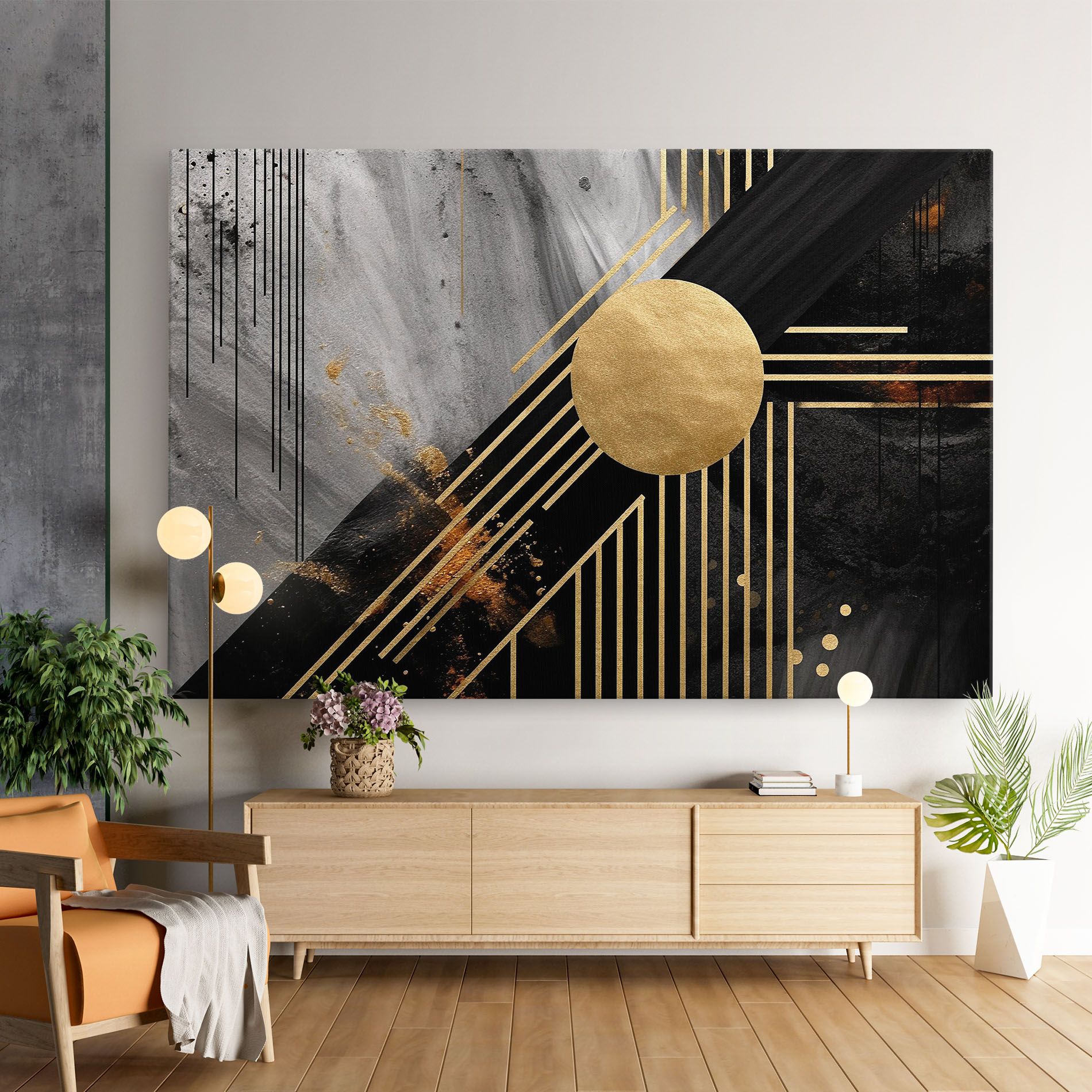 Gold Circle With Lines mockup 9
