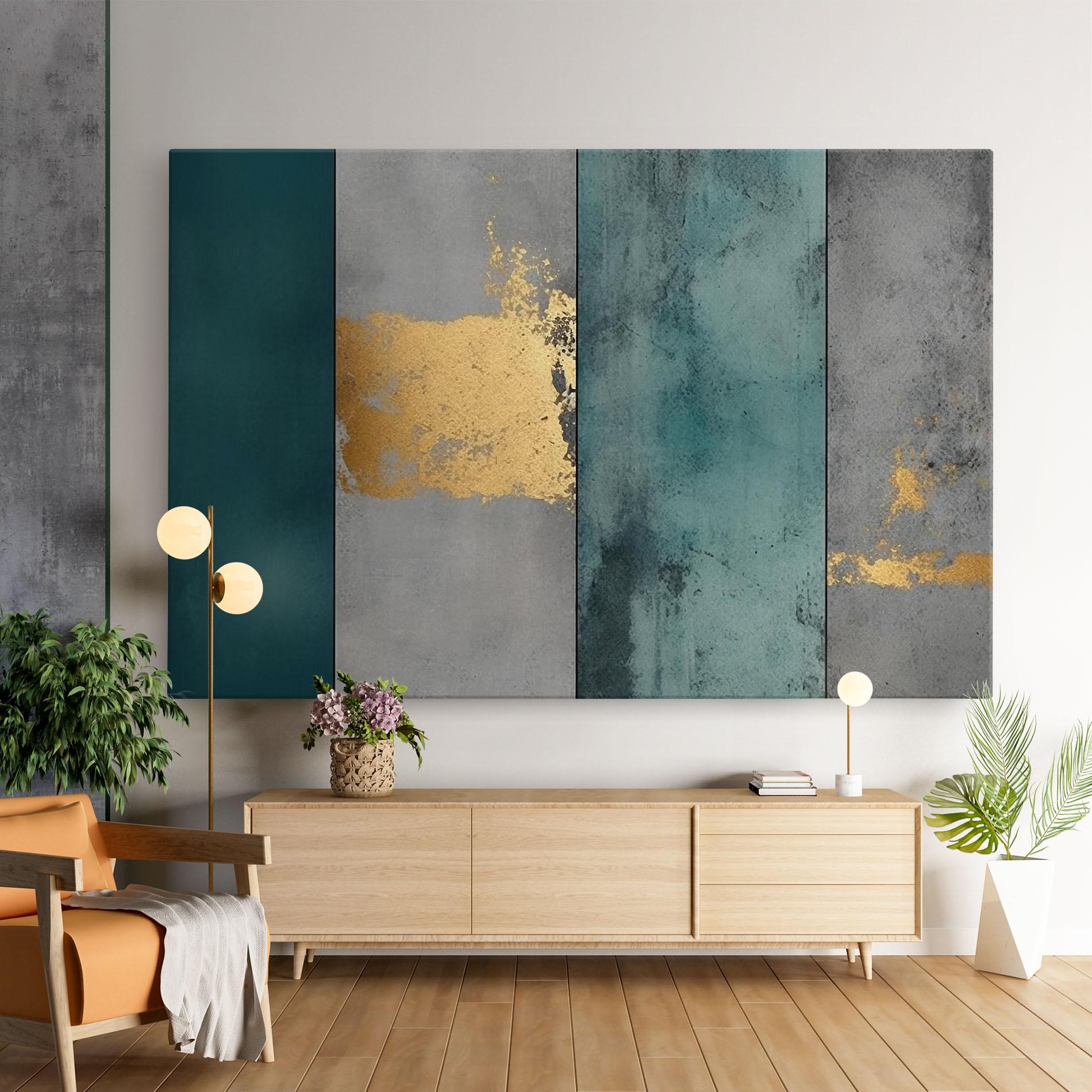 Leinwandbild Green Colors With Gold mockup 9