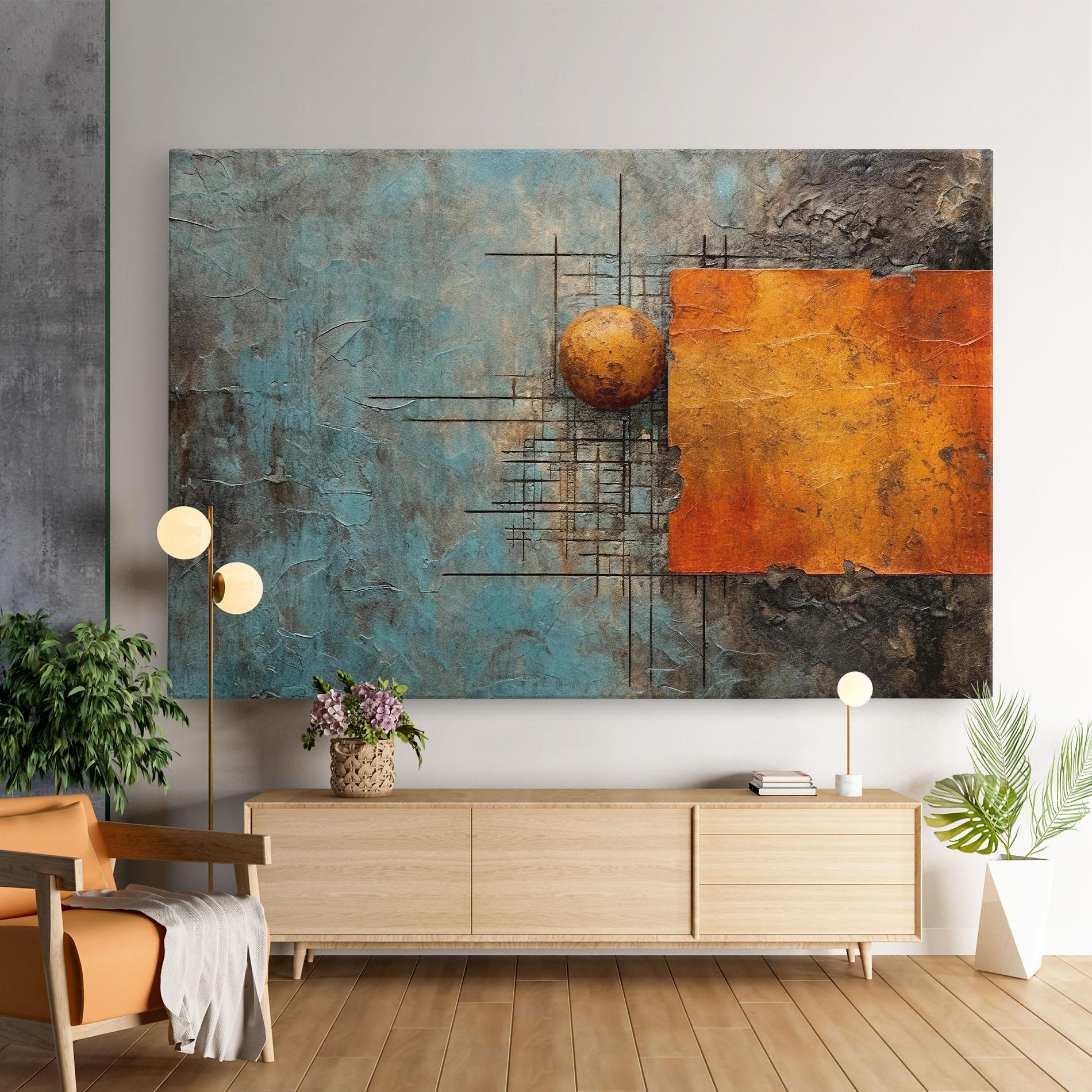 Leinwandbild Orange Square Painting mockup 9