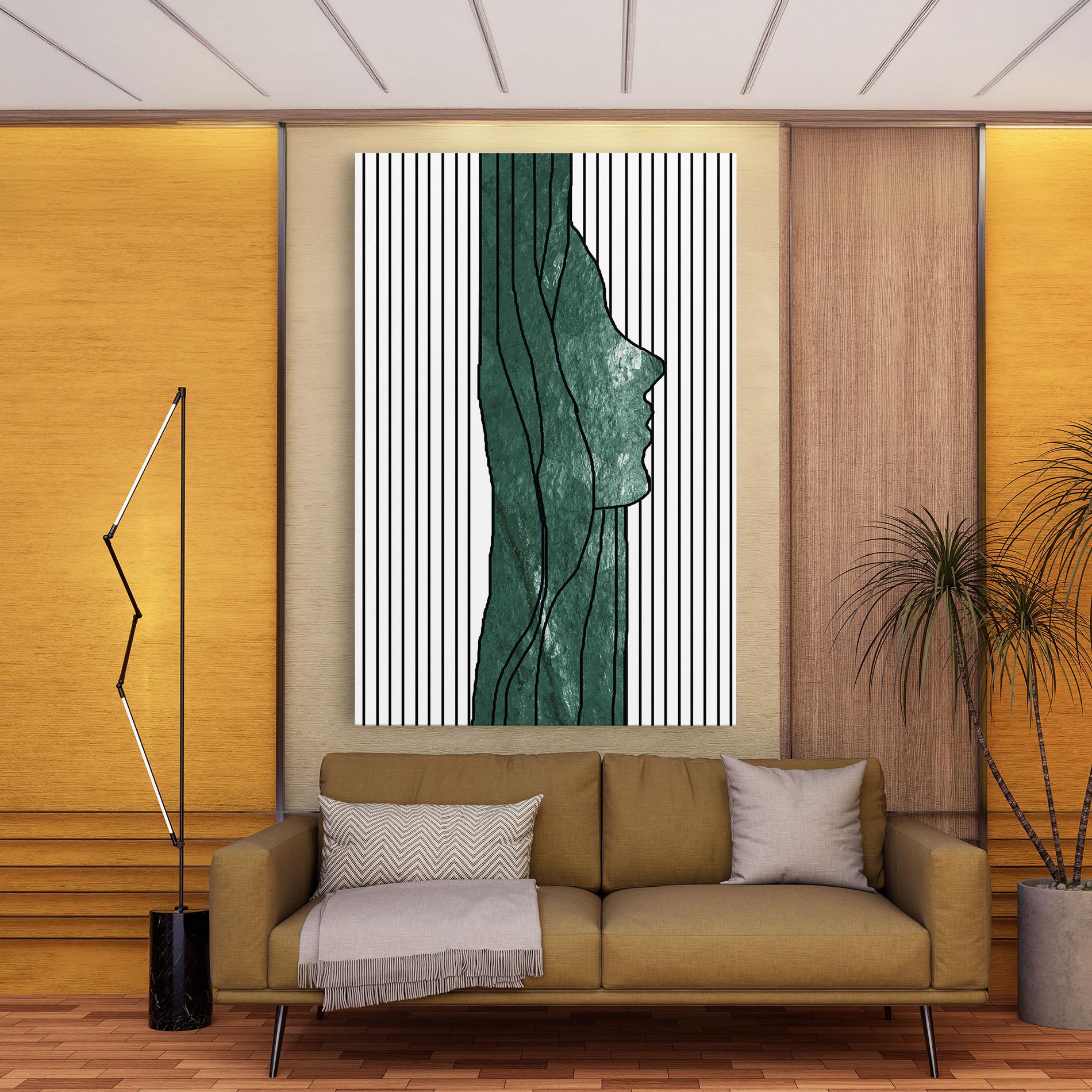 Leinwandbild Abstract Green Face mockup 9