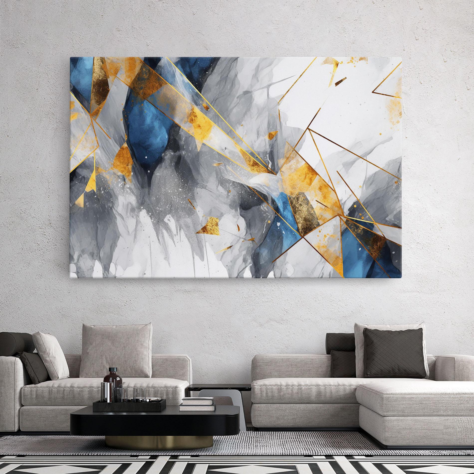 Leinwandbild Abstract Gold Blue Pattern mockup 2