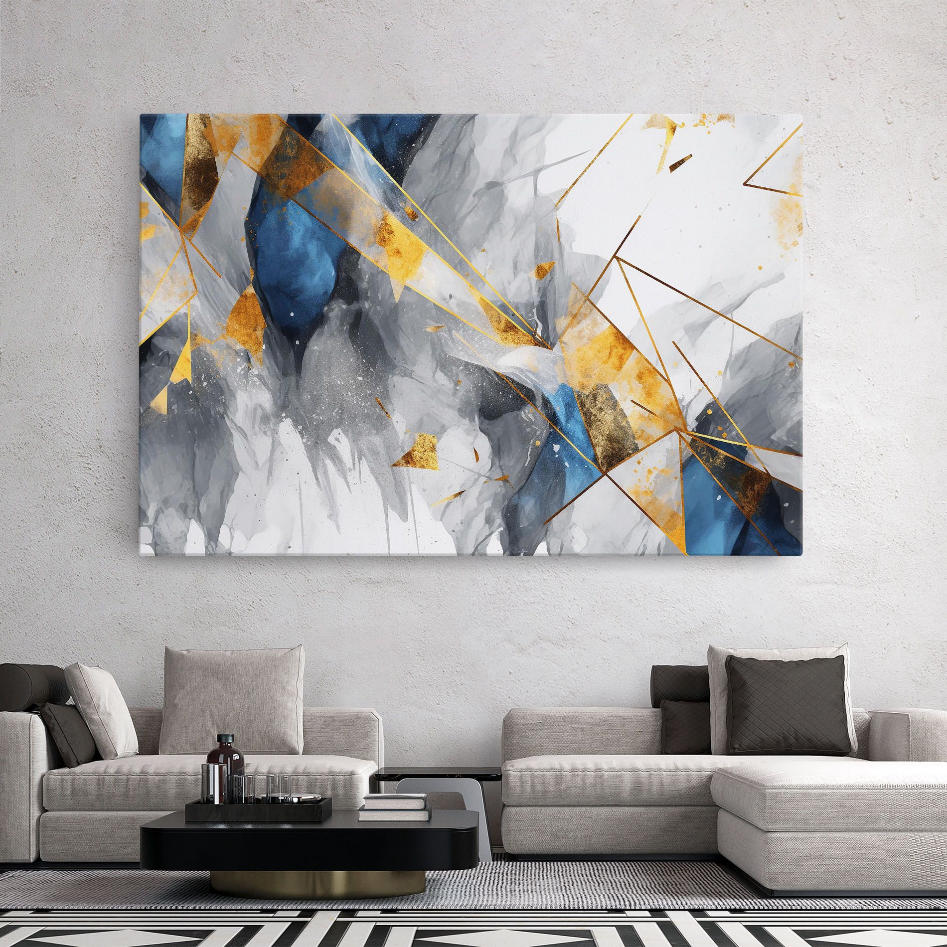 Abstract Gold Blue Pattern mockup 2