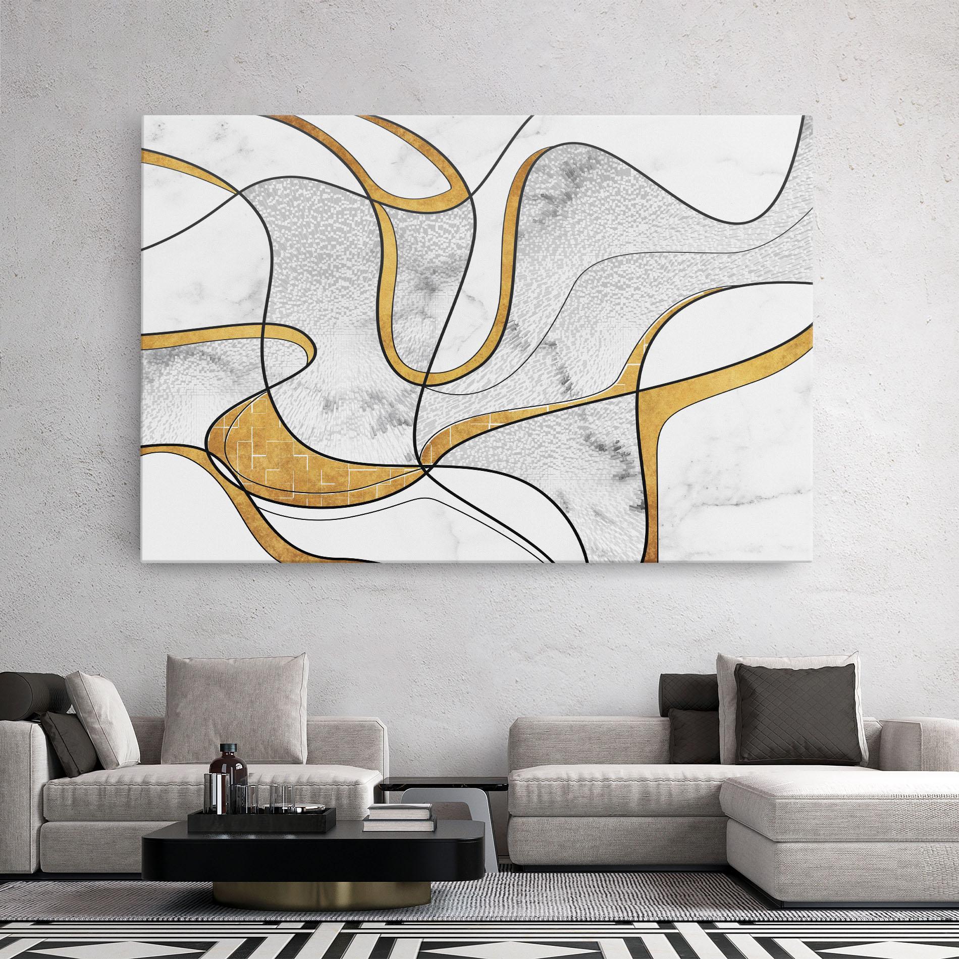 Leinwandbild Abstract Gold Lines mockup 2
