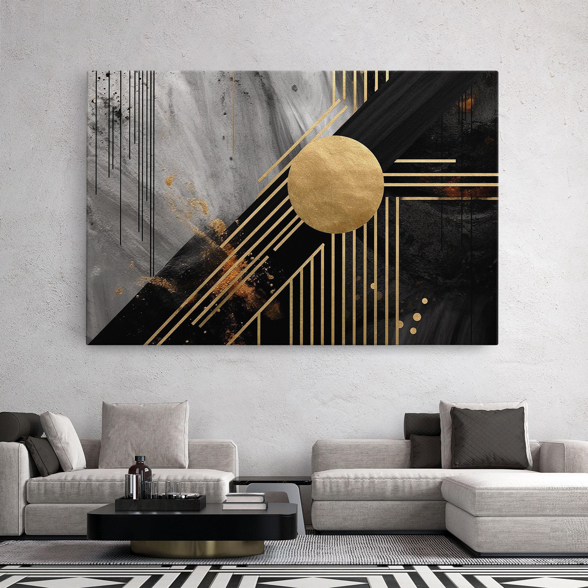 Leinwandbild Gold Circle With Lines mockup 2