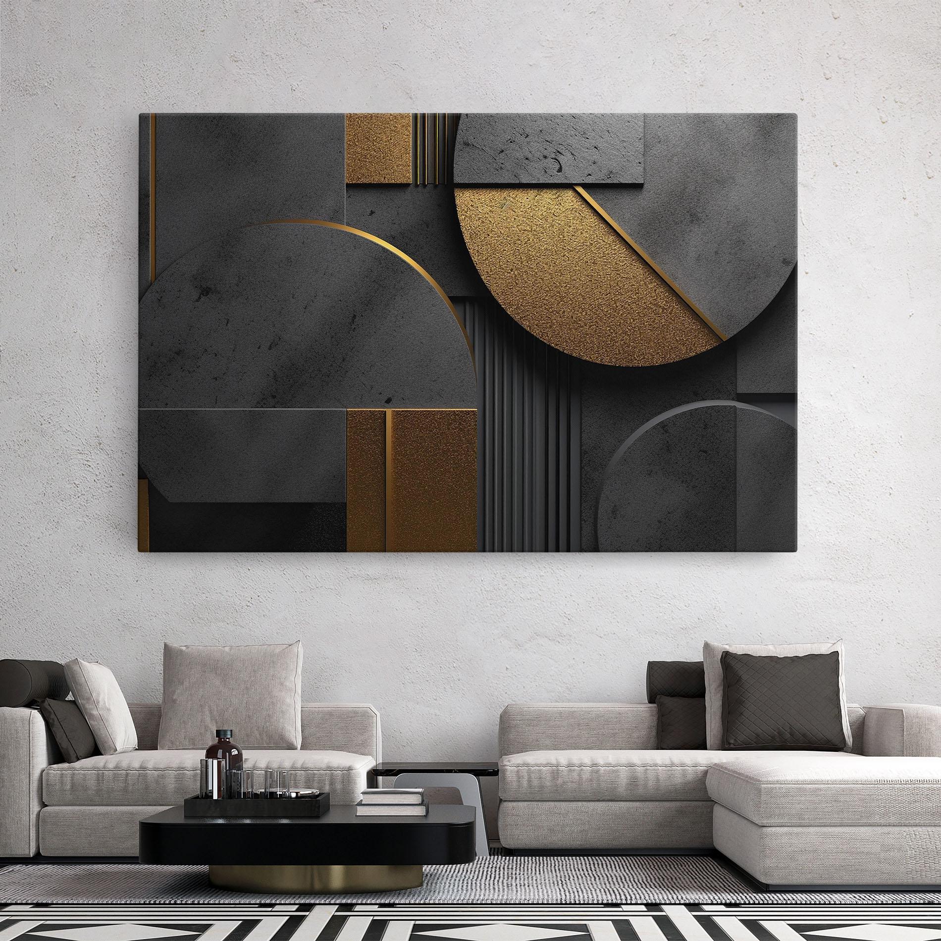 Leinwandbild Gold With Grey Circle mockup 2
